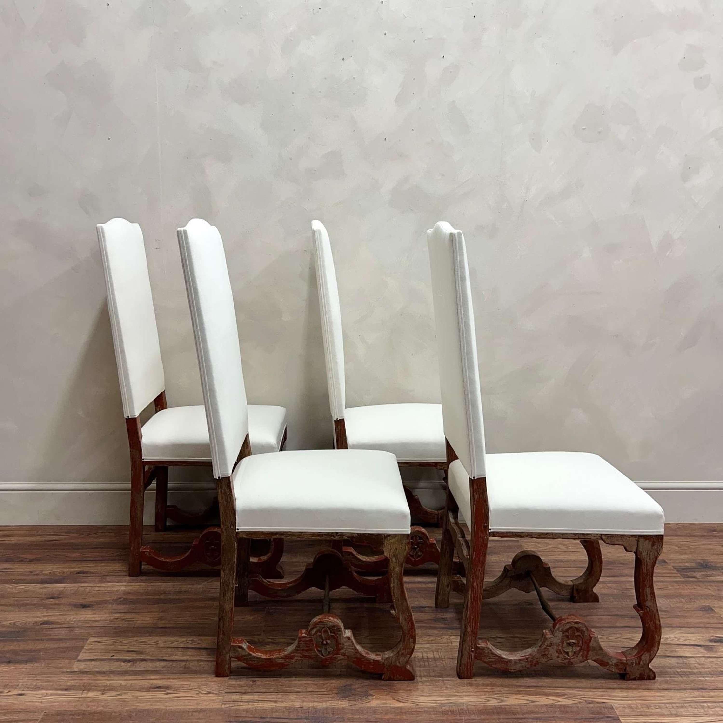 Set di 4 sedie da pranzo francesi del XIX secolo, vernice rossa originale in vendita 12