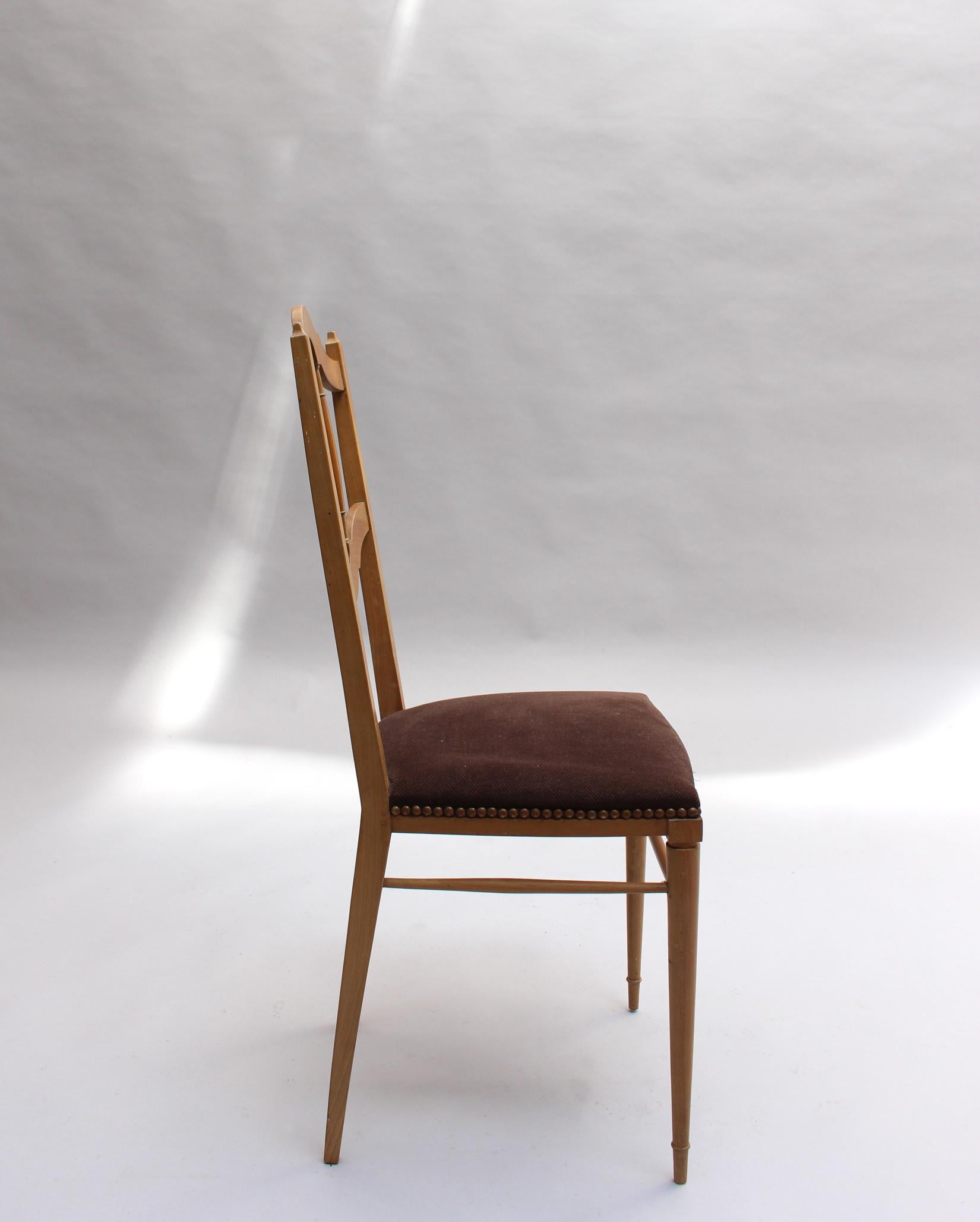 Satz von 4 französischen Art-Déco-Beistellstühlen aus Kirschbaumholz von Georges Soutiras im Zustand „Gut“ im Angebot in Long Island City, NY