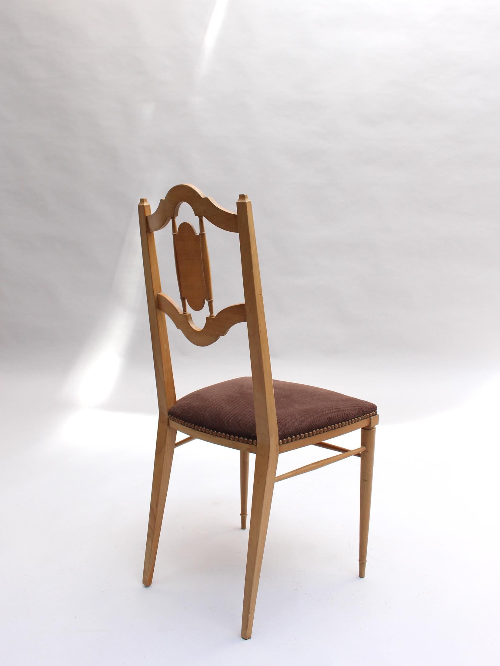 Satz von 4 französischen Art-Déco-Beistellstühlen aus Kirschbaumholz von Georges Soutiras (Mitte des 20. Jahrhunderts) im Angebot