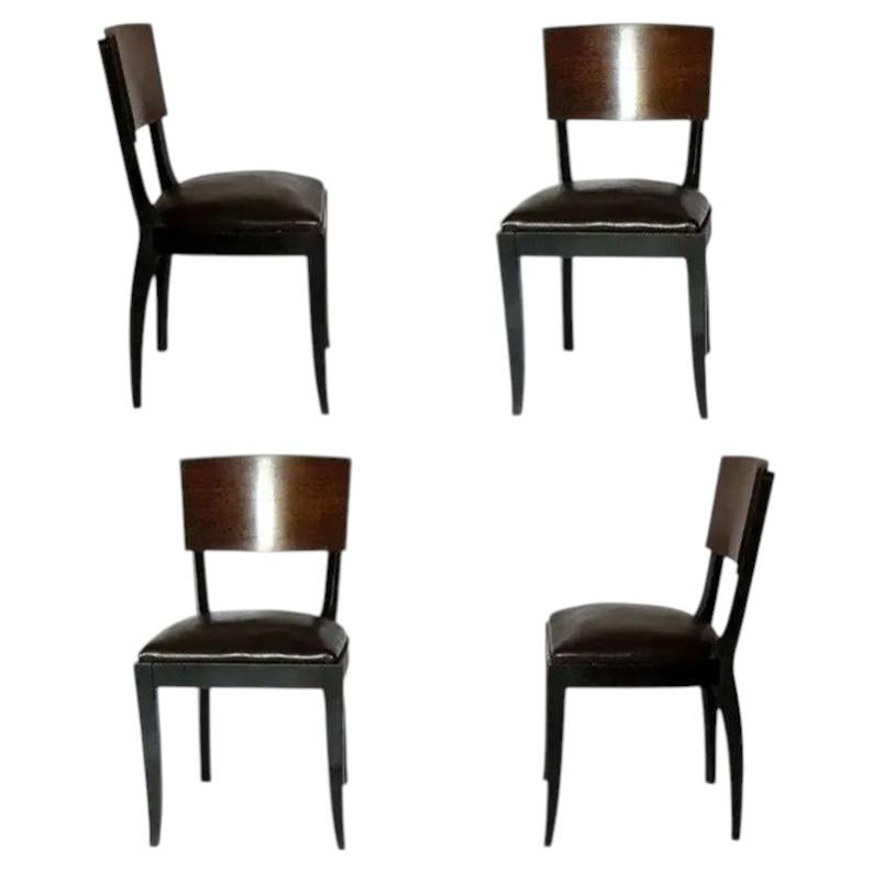 Set of 4 French Art Deco Dining Chairs