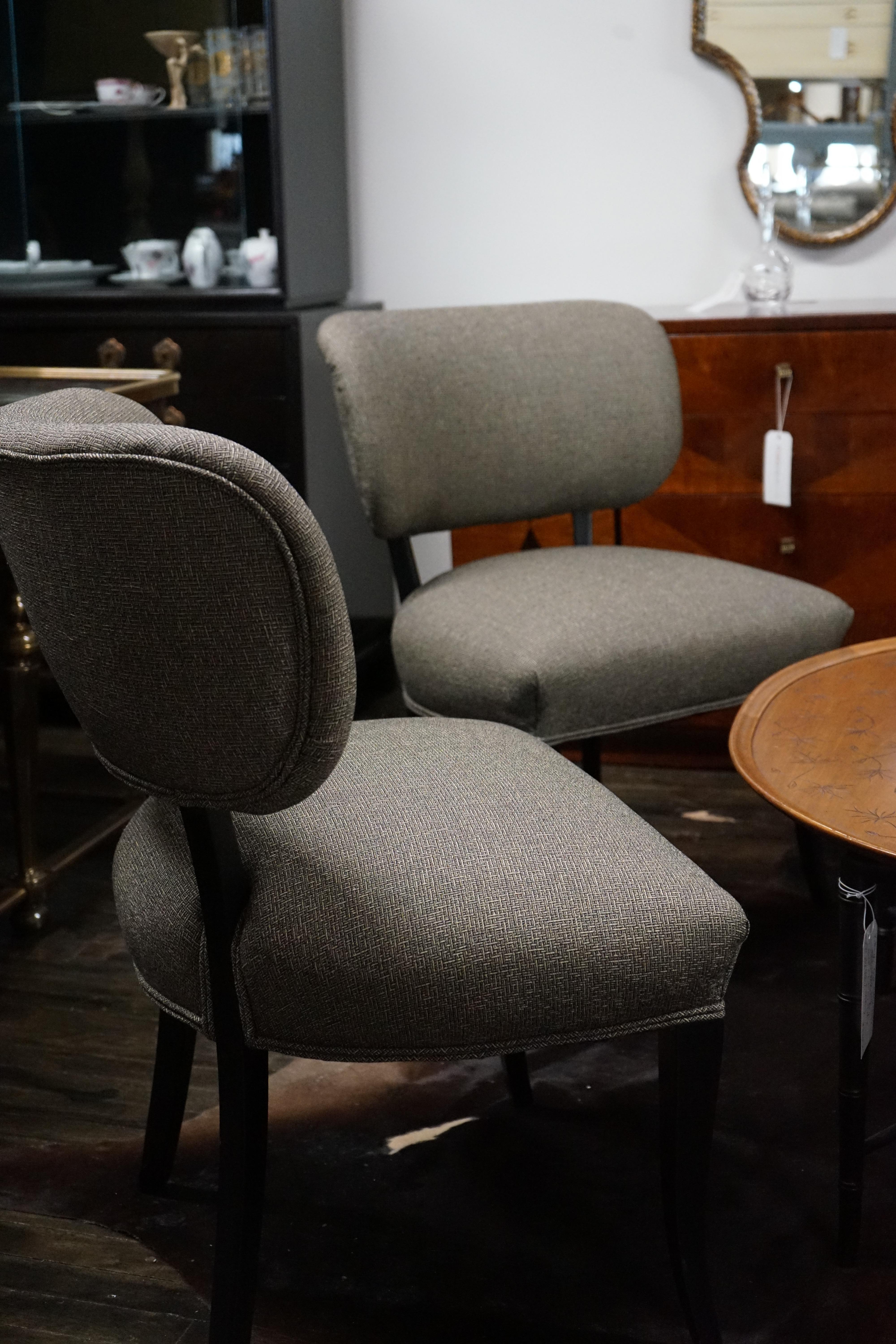 Set of 4 French Art Deco Dining Chairs with Ebonized Legs For Sale 8