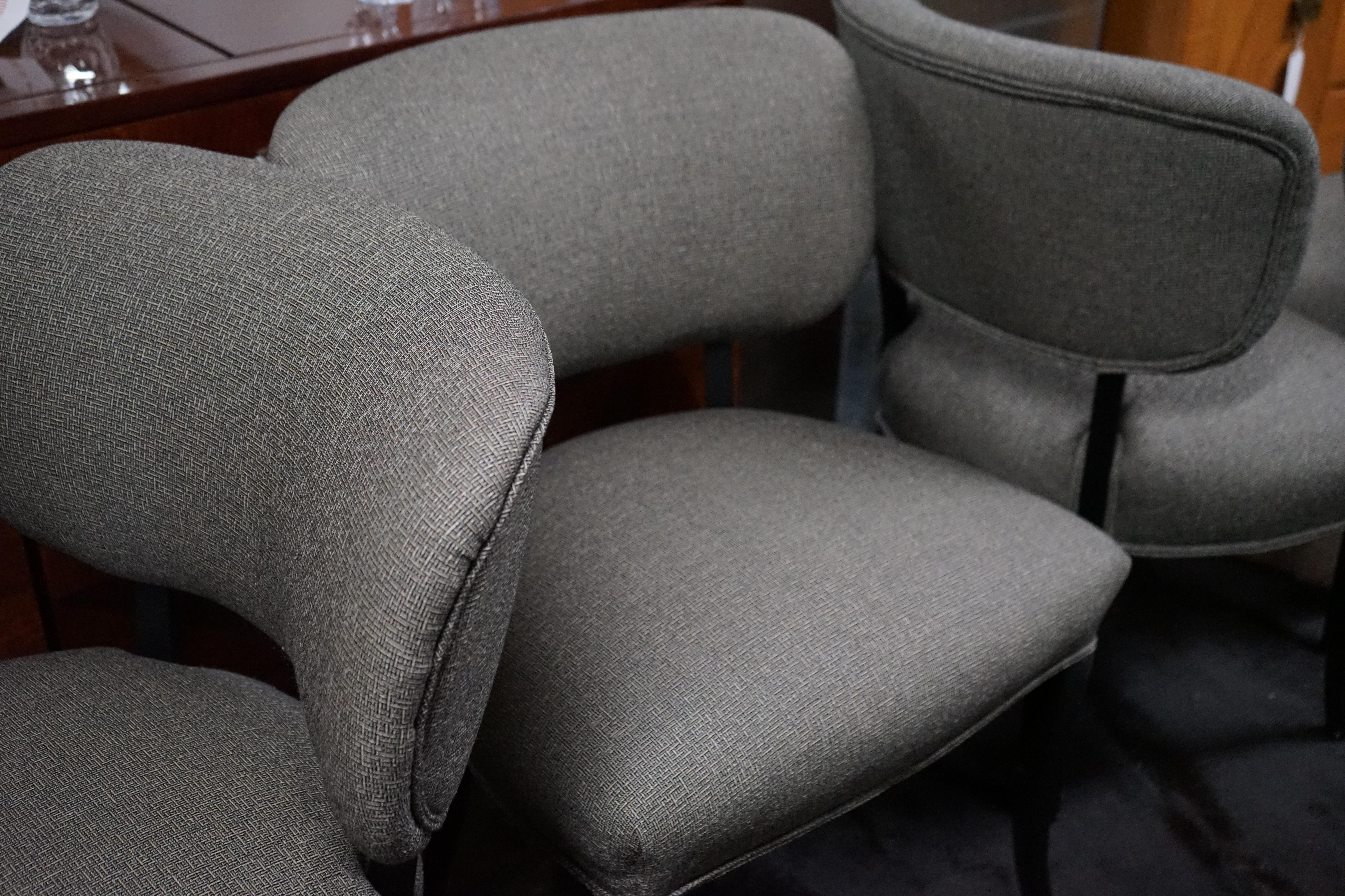 Mid-20th Century Set of 4 French Art Deco Dining Chairs with Ebonized Legs For Sale