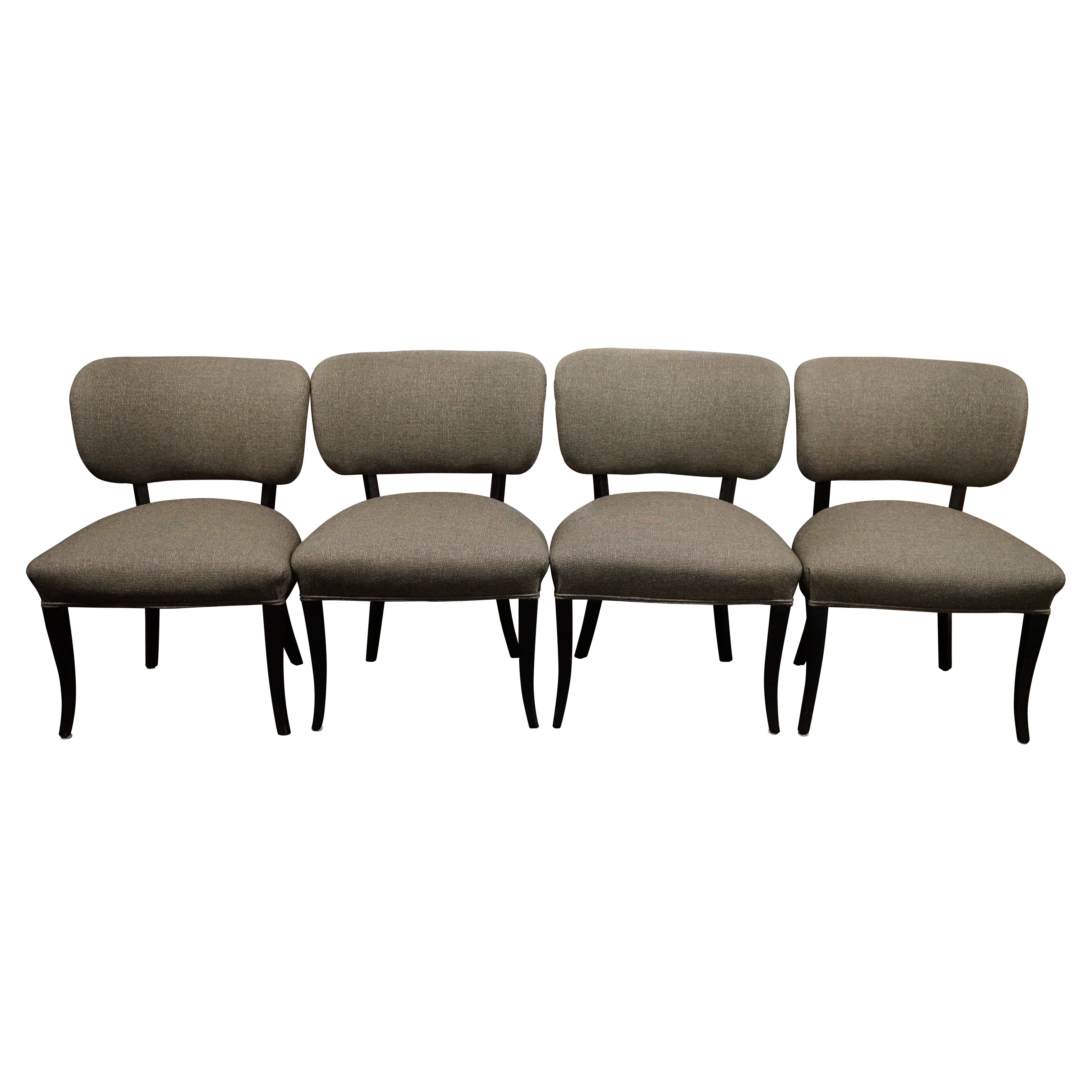 Set of 4 French Art Deco Dining Chairs with Ebonized Legs For Sale