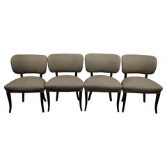 Set of 4 French Art Deco Dining Chairs with Ebonized Legs