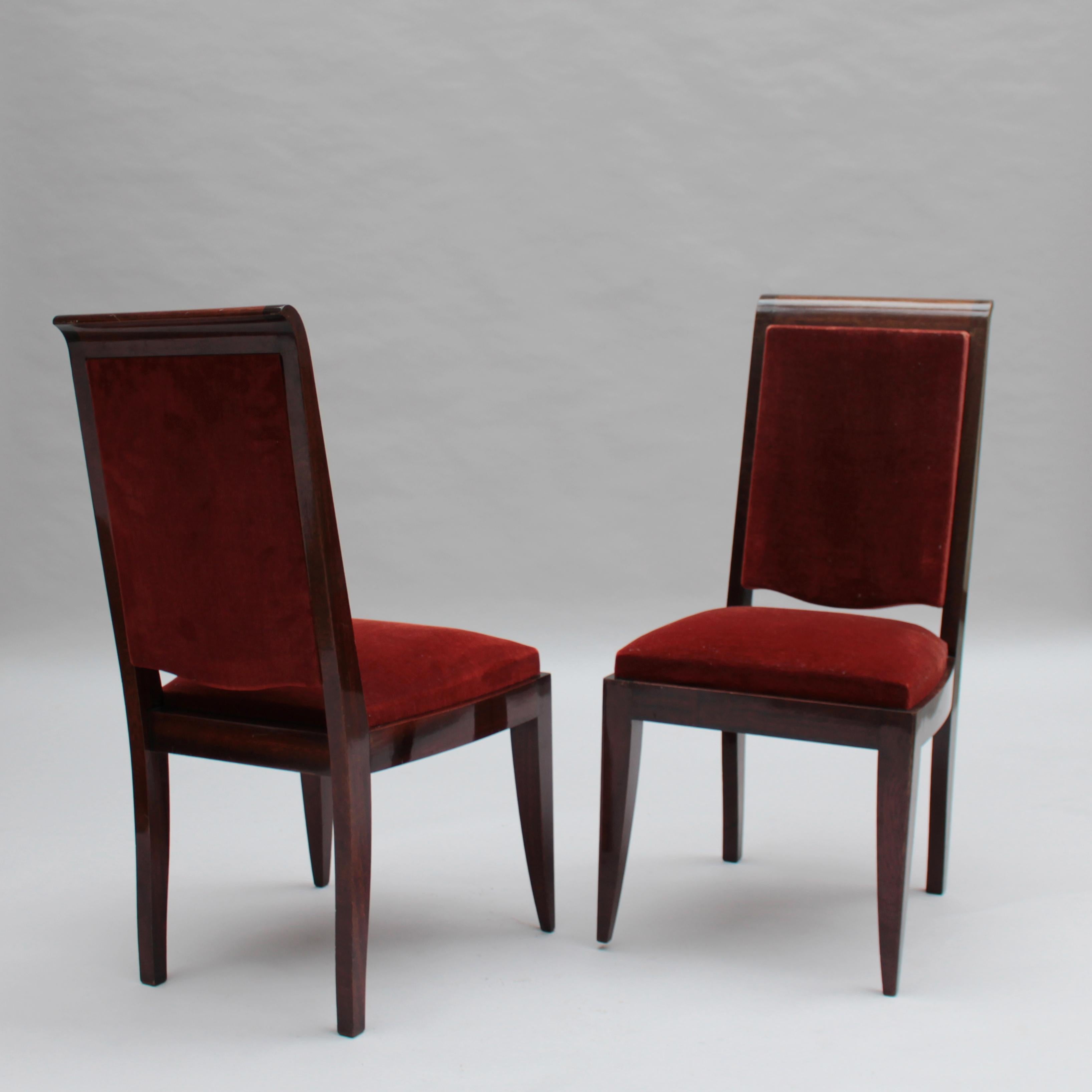 Mogano Set di 4 sedie da pranzo in mogano Art Deco francese di Gaston Poisson in vendita
