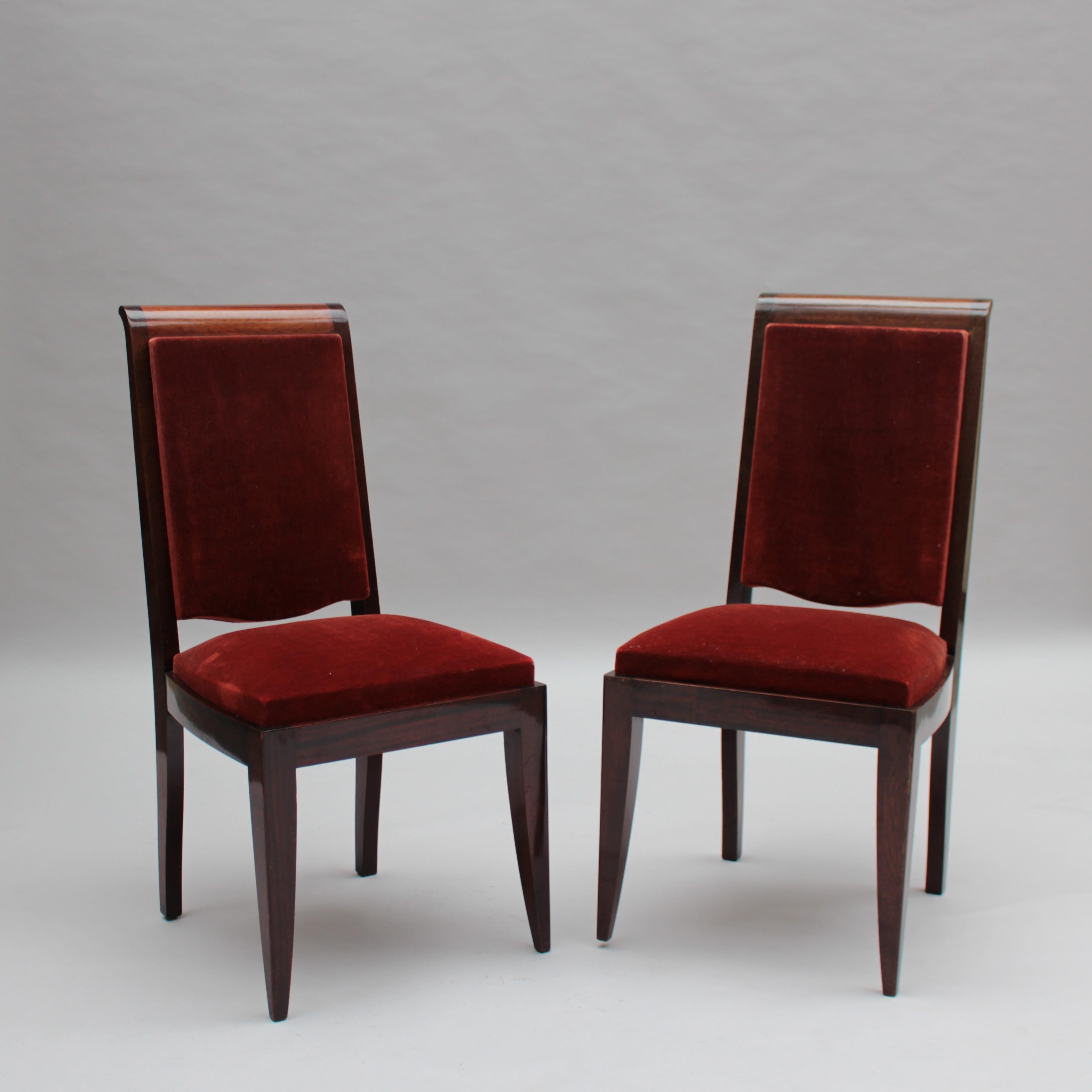 Set di 4 sedie da pranzo in mogano Art Deco francese di Gaston Poisson in vendita 1