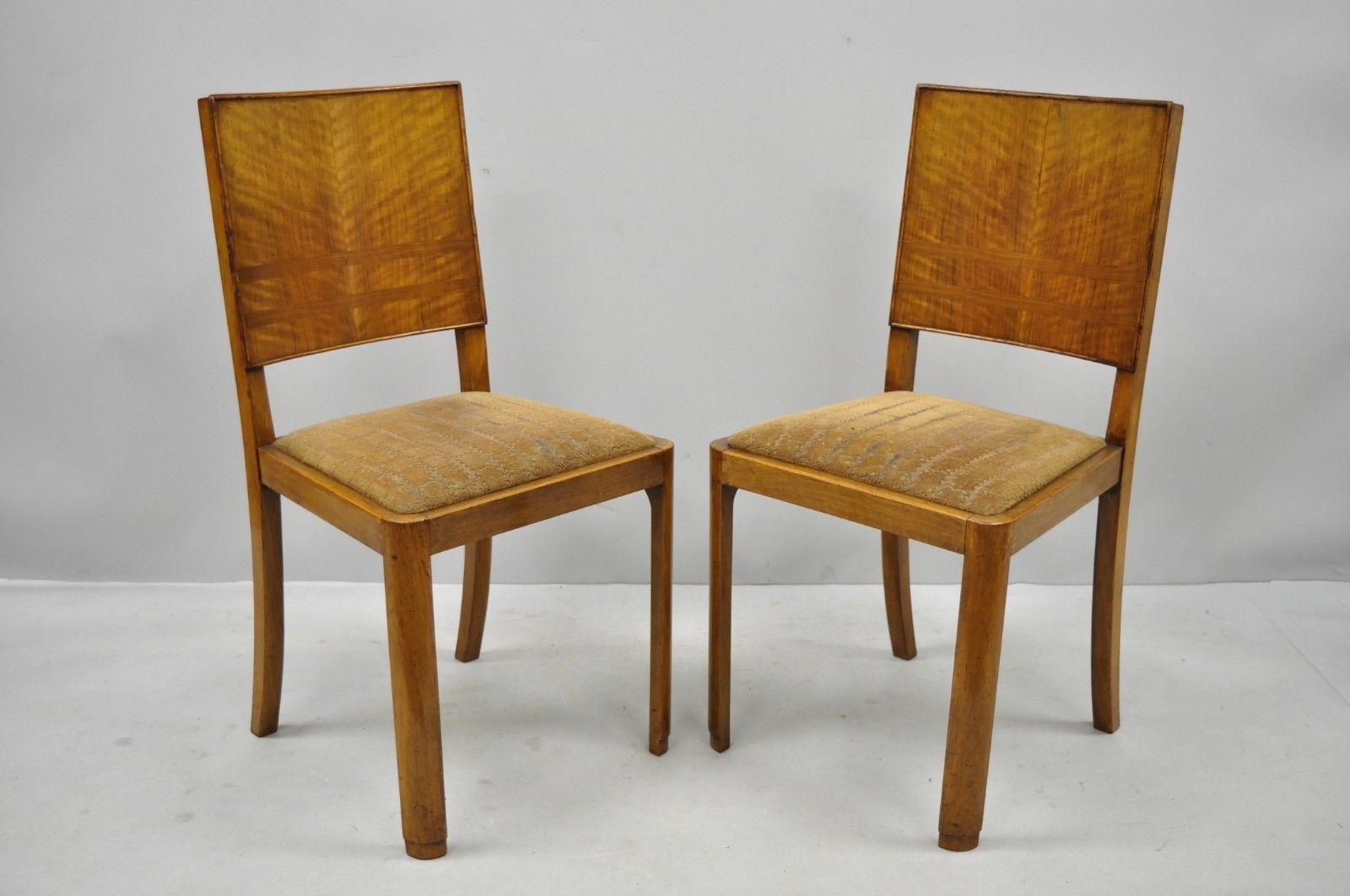 Set of 4 French Art Deco Mahogany Inlaid Dining Side Chairs In Good Condition In Philadelphia, PA