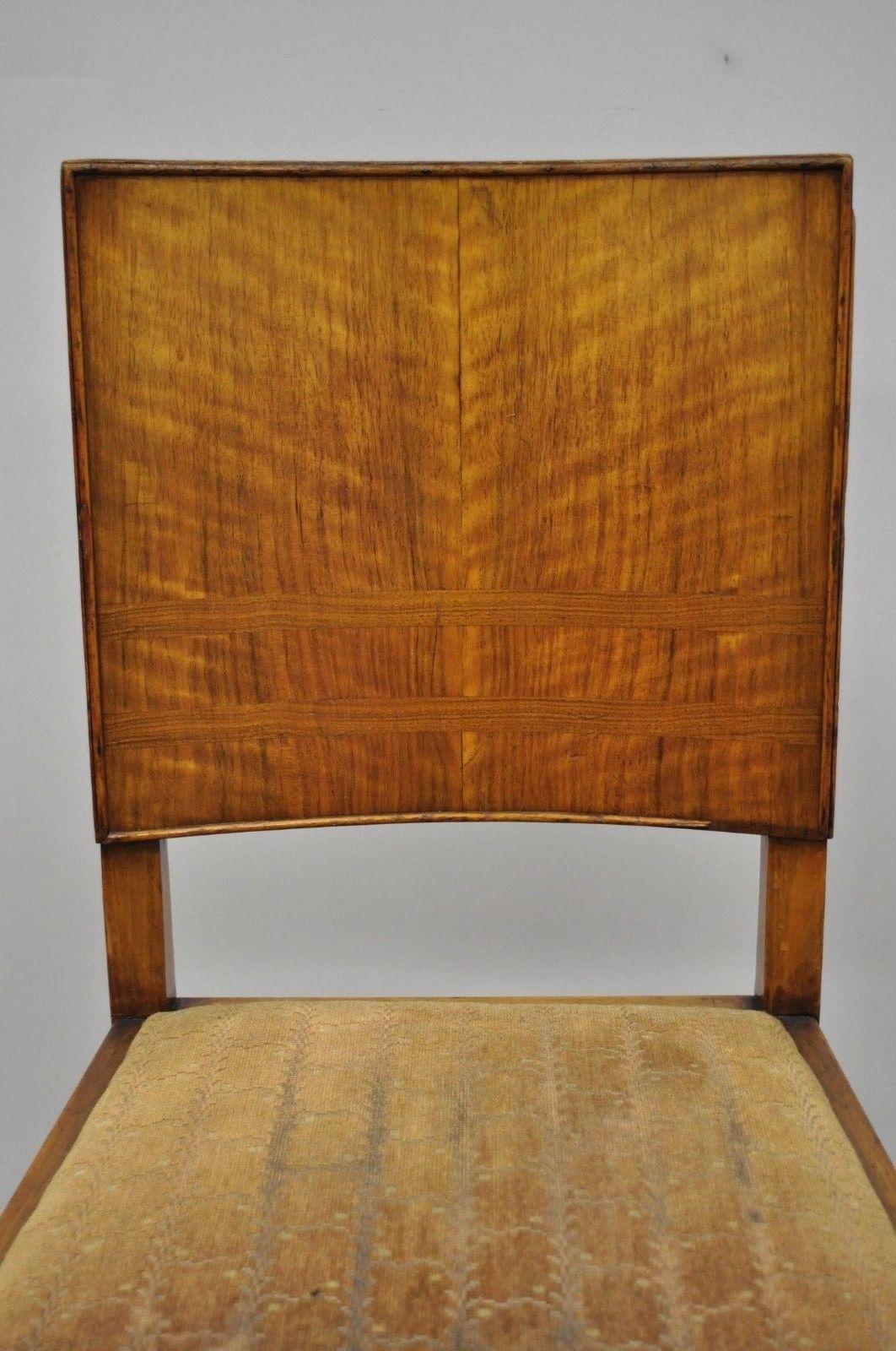 20th Century Set of 4 French Art Deco Mahogany Inlaid Dining Side Chairs