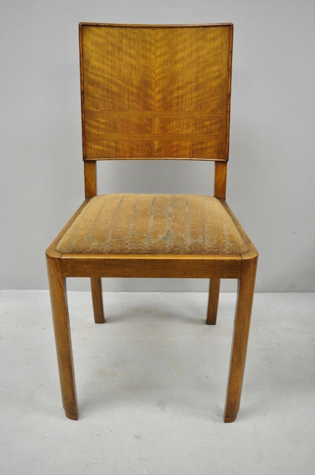 Set of 4 French Art Deco Mahogany Inlaid Dining Side Chairs 3