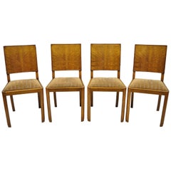 Set of 4 French Art Deco Mahogany Inlaid Dining Side Chairs