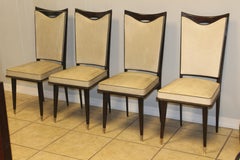 Set of 4 French Art Deco Walnut Dining Chairs