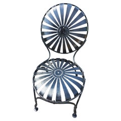 Set of 4 French Bistro Garden Dining Chairs by Francois Carre 2 Arm 2 Side C1930