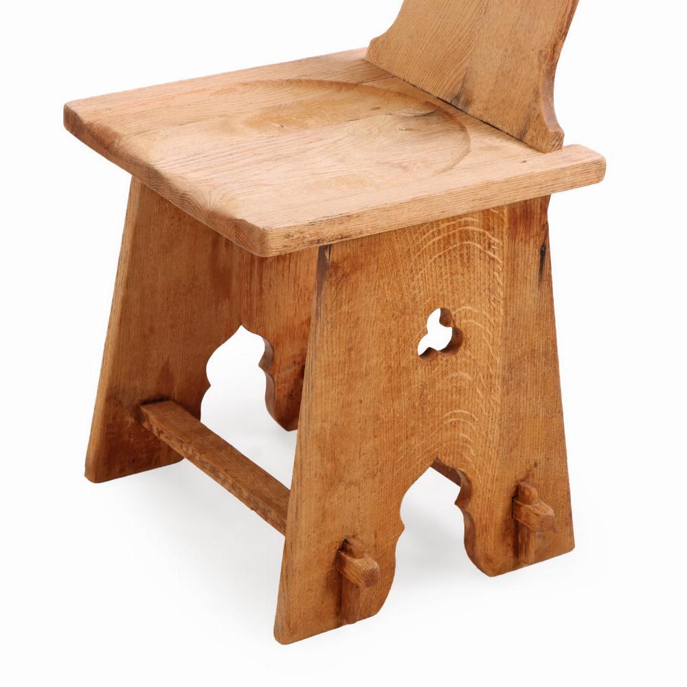 Carved Set of 4 French Brutalist carved oak chairs, C. 1940. For Sale