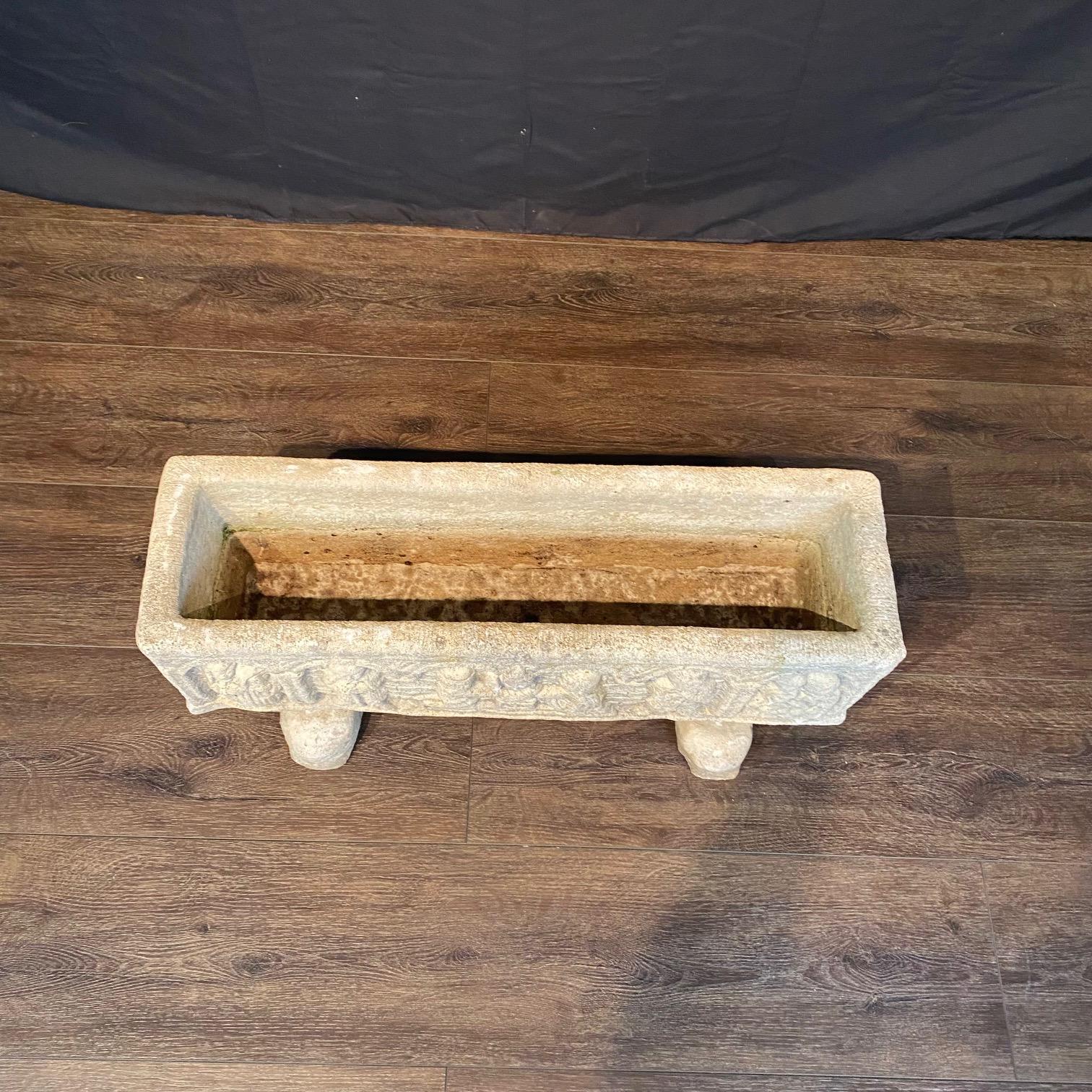 Set of 4 French Cast Stone Medeival Style Jardiniere Stone Planters For Sale 3