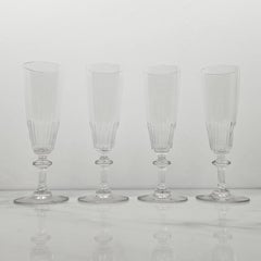Set di 4 flute da champagne francesi in vetro di cristallo, 1870 ca. 1870