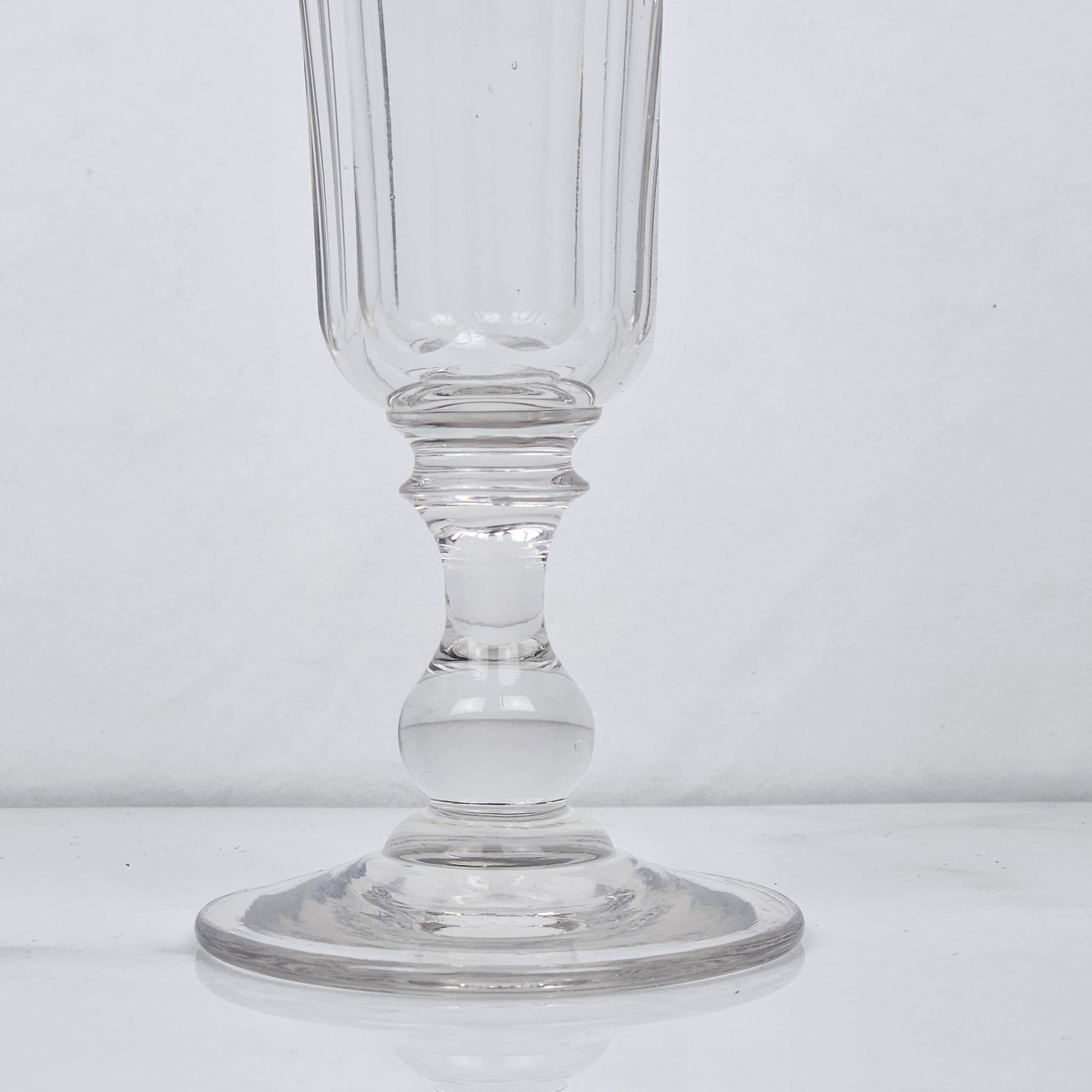 Hand-Crafted Set of 4 French Champagne Flutes in Crystal Glass, Ca. 1870 For Sale