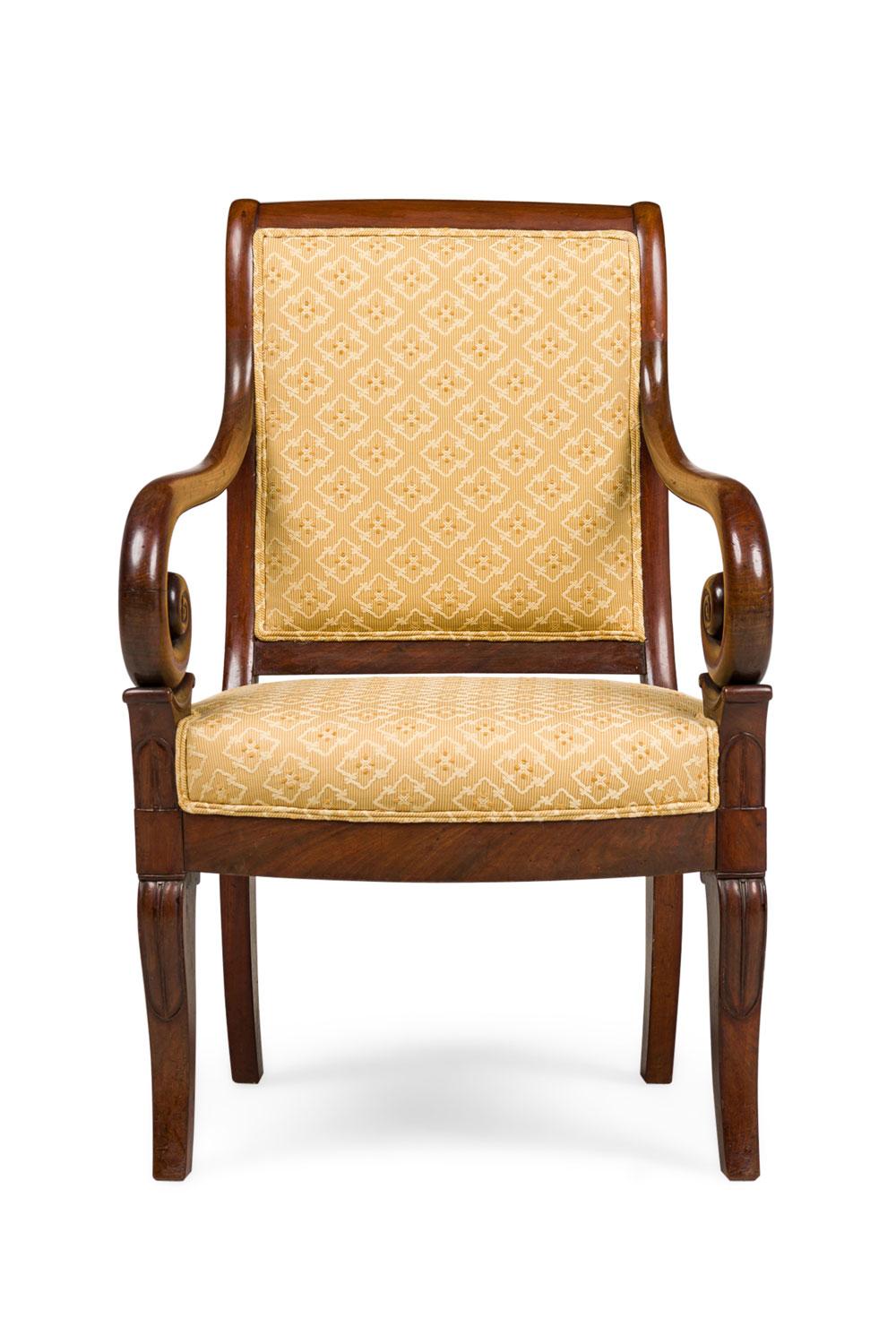 Satz von 4 französischen Directoire-Lockensesseln (Französisch) im Angebot