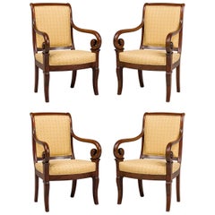 Set of 4 French Directoire Curled Armchairs