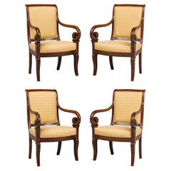Set of 4 French Directoire Curled Armchairs