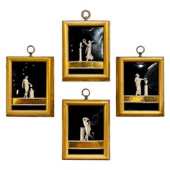 Set of 4 French Eglomise’ Framed Glass Panels