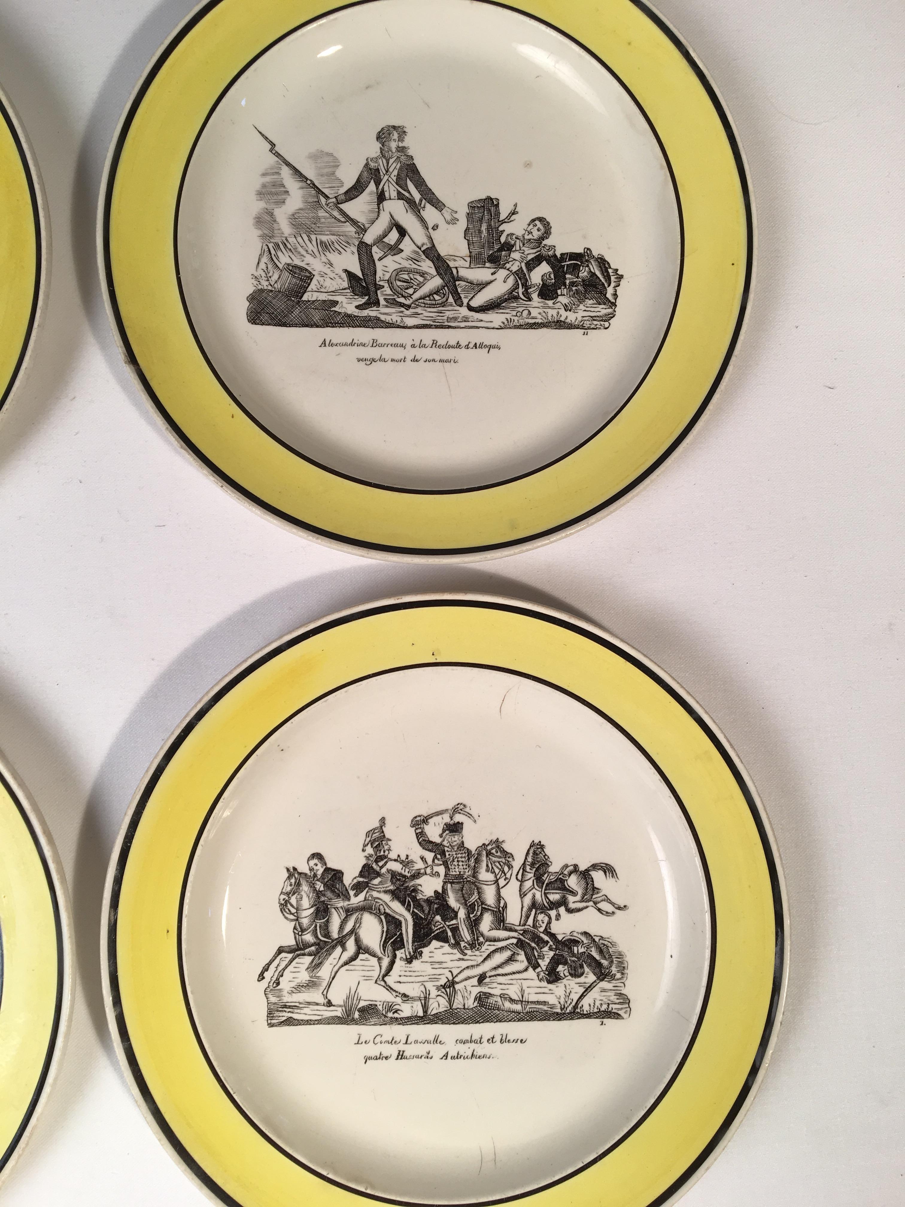 Set of 4 French Empire Plates, Military Theme In Good Condition In Doylestown, PA