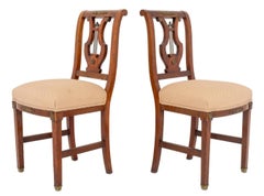 Ensemble de 4 chaises de salle à manger Empire en noyer à dossier en forme de lyre