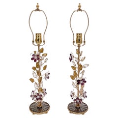 Set of 4 French Floral Lamps.Sold per pair