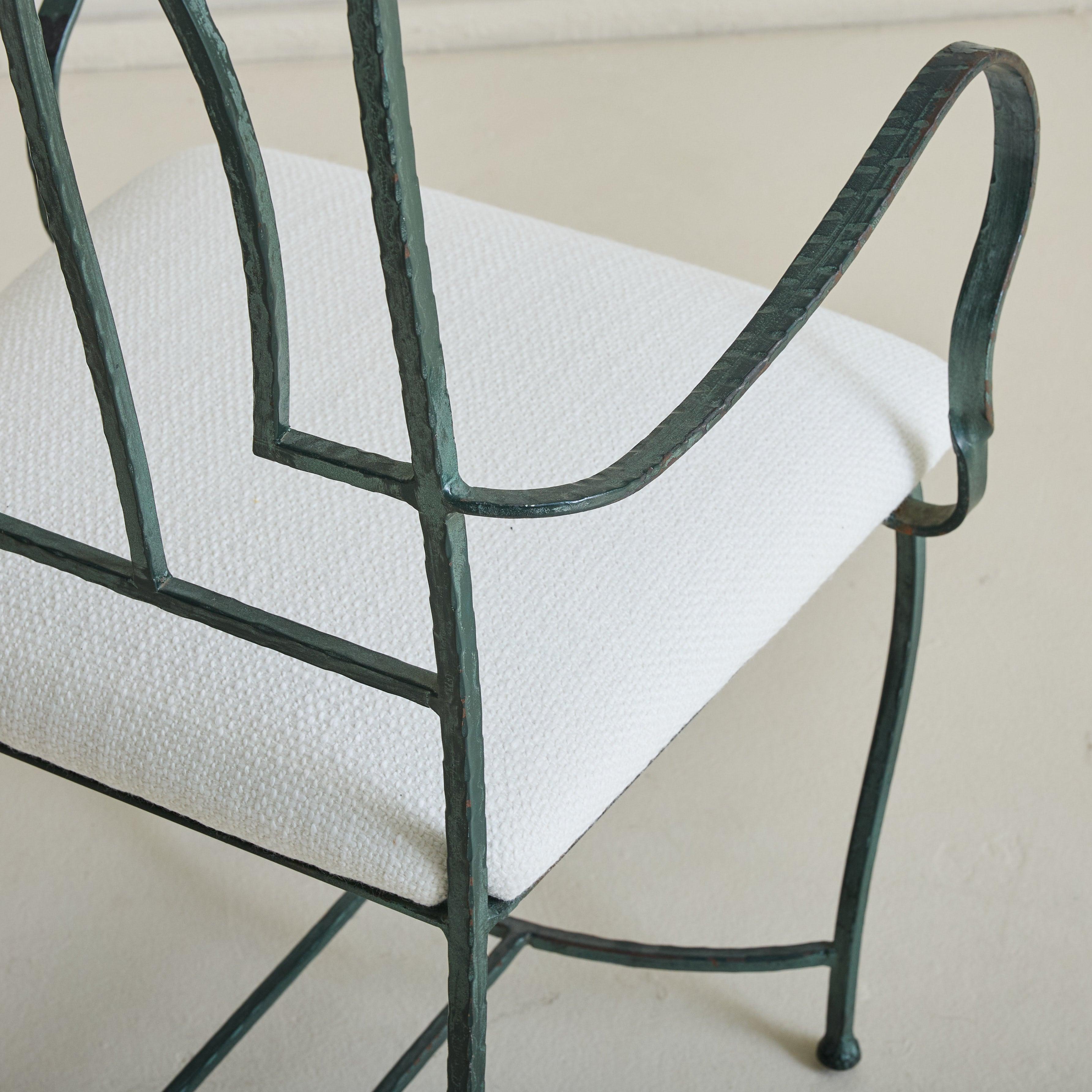Set of 4 French Hammered Verdigris Dining Chairs, 1940s For Sale 5