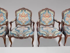 Ensemble de 4 fauteuils tapissés Louis XV 19ème siècle