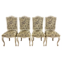 Set of 4 French Louis XV Style Dining Chairs, Painted
