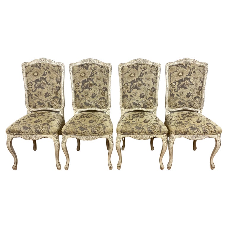 Set of 4 French Louis XV Style Dining Chairs, Painted For Sale at 1stDibs