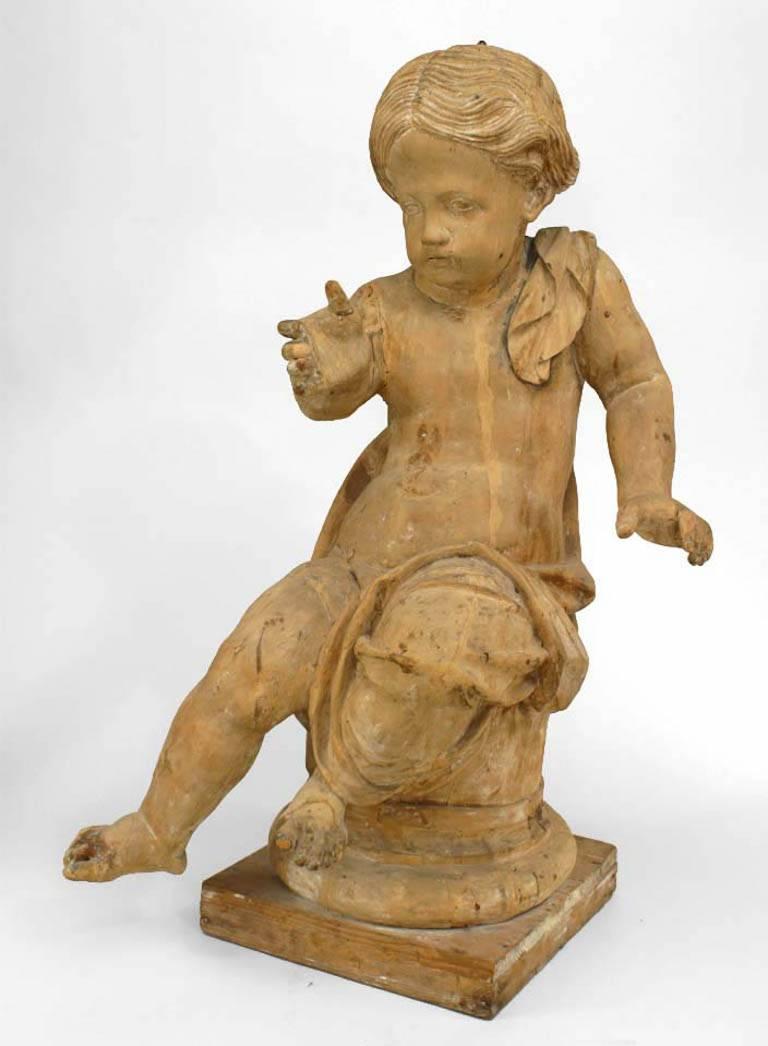 Set of 4 Louis XVI Wooden Seasonal Putti In Good Condition For Sale In New York, NY