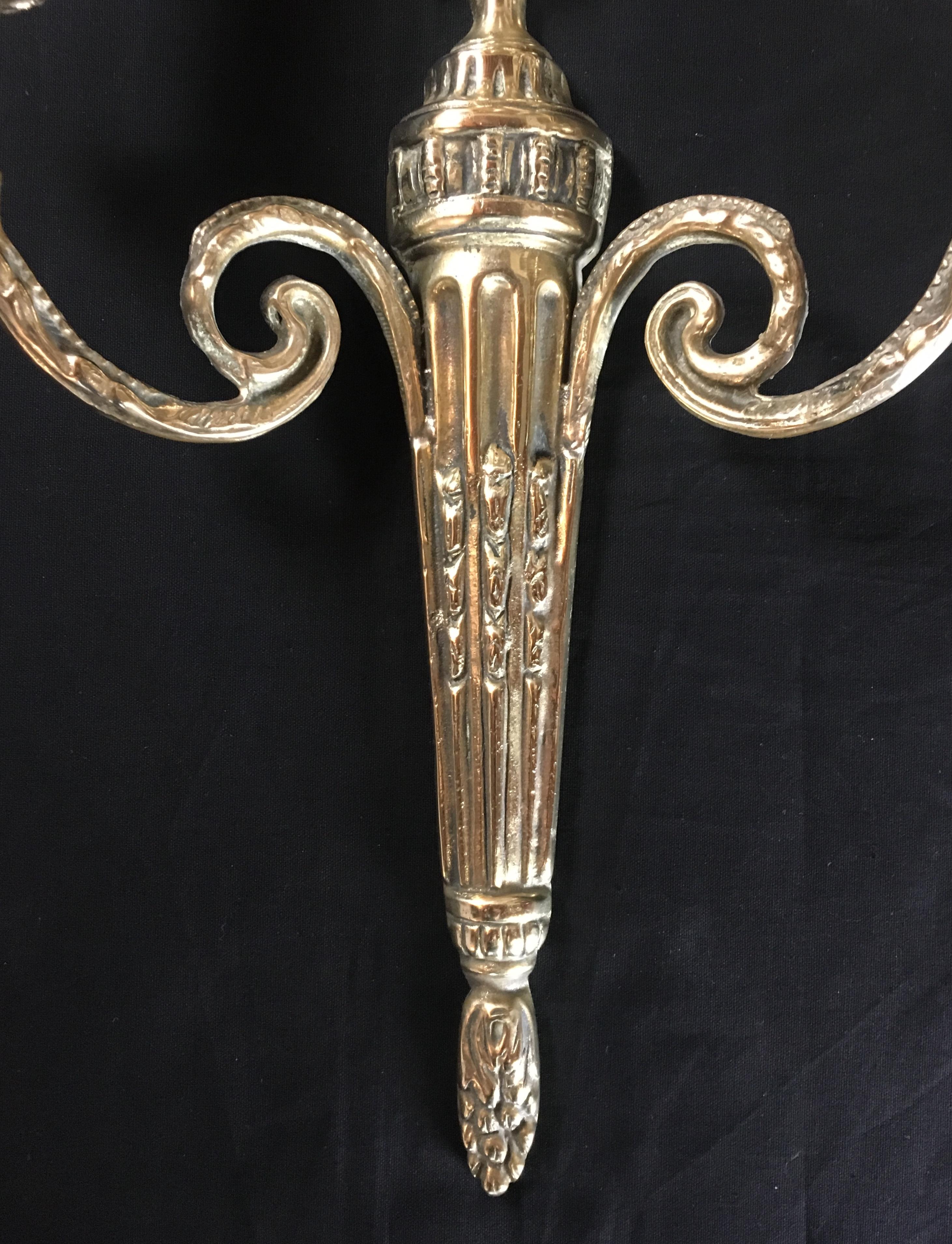 Set of 4 French Louis XVI Style Bronze Two-Armed Wall Sconces In Good Condition In Miami, FL