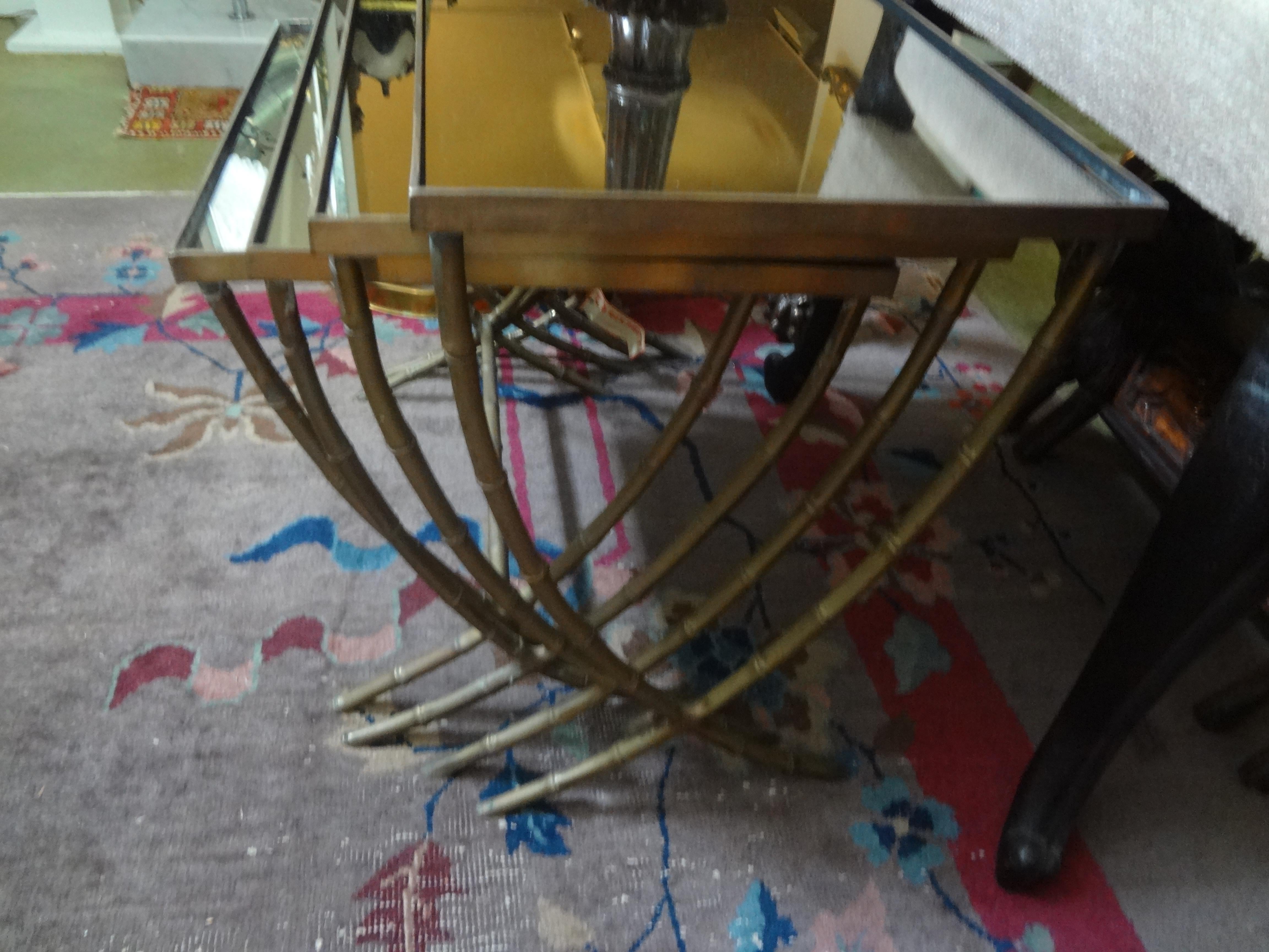 Set of 4 French Maison Baguès Style Brass Nesting Tables 6