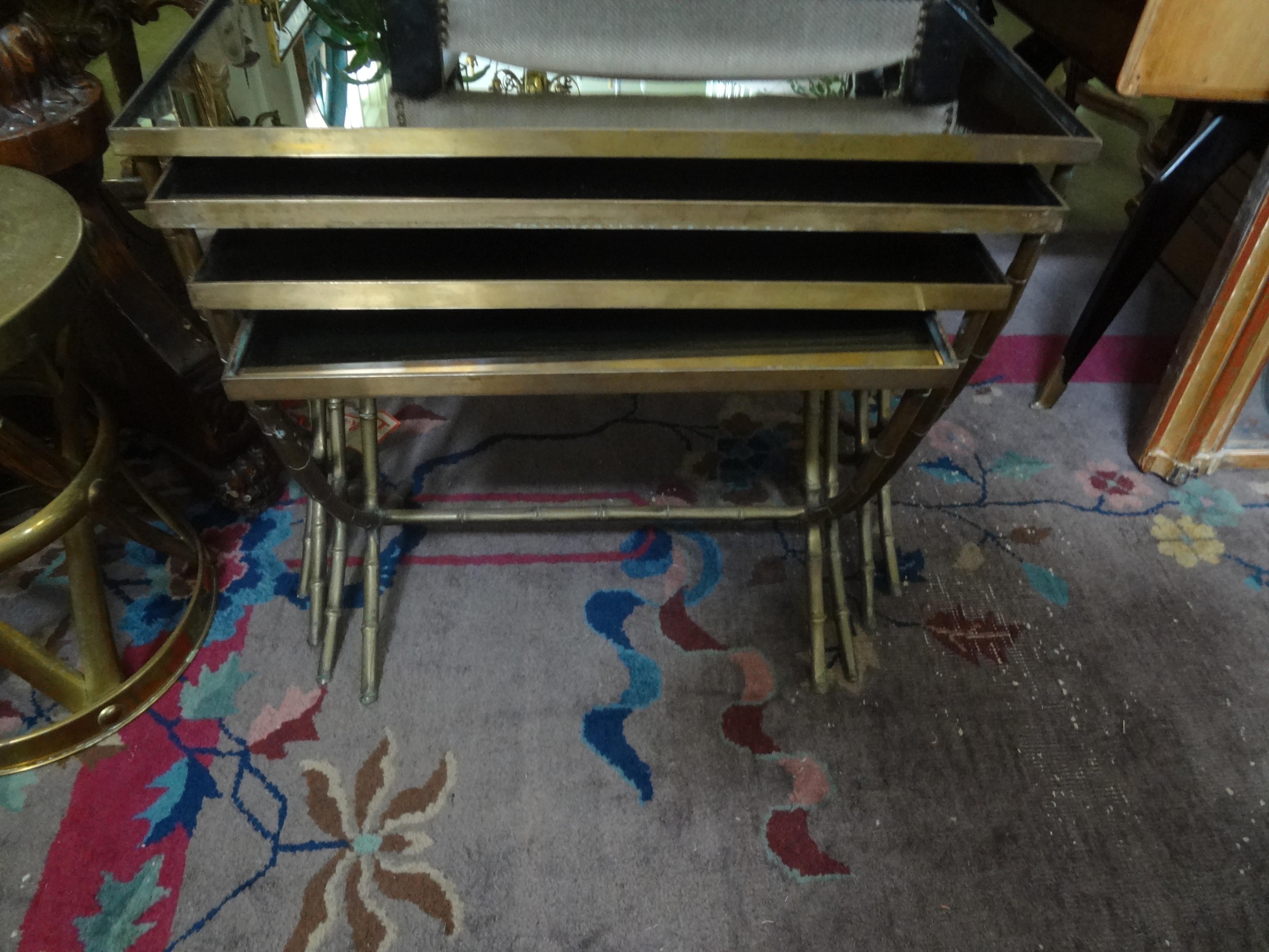 Set of 4 French Maison Baguès Style Brass Nesting Tables 10