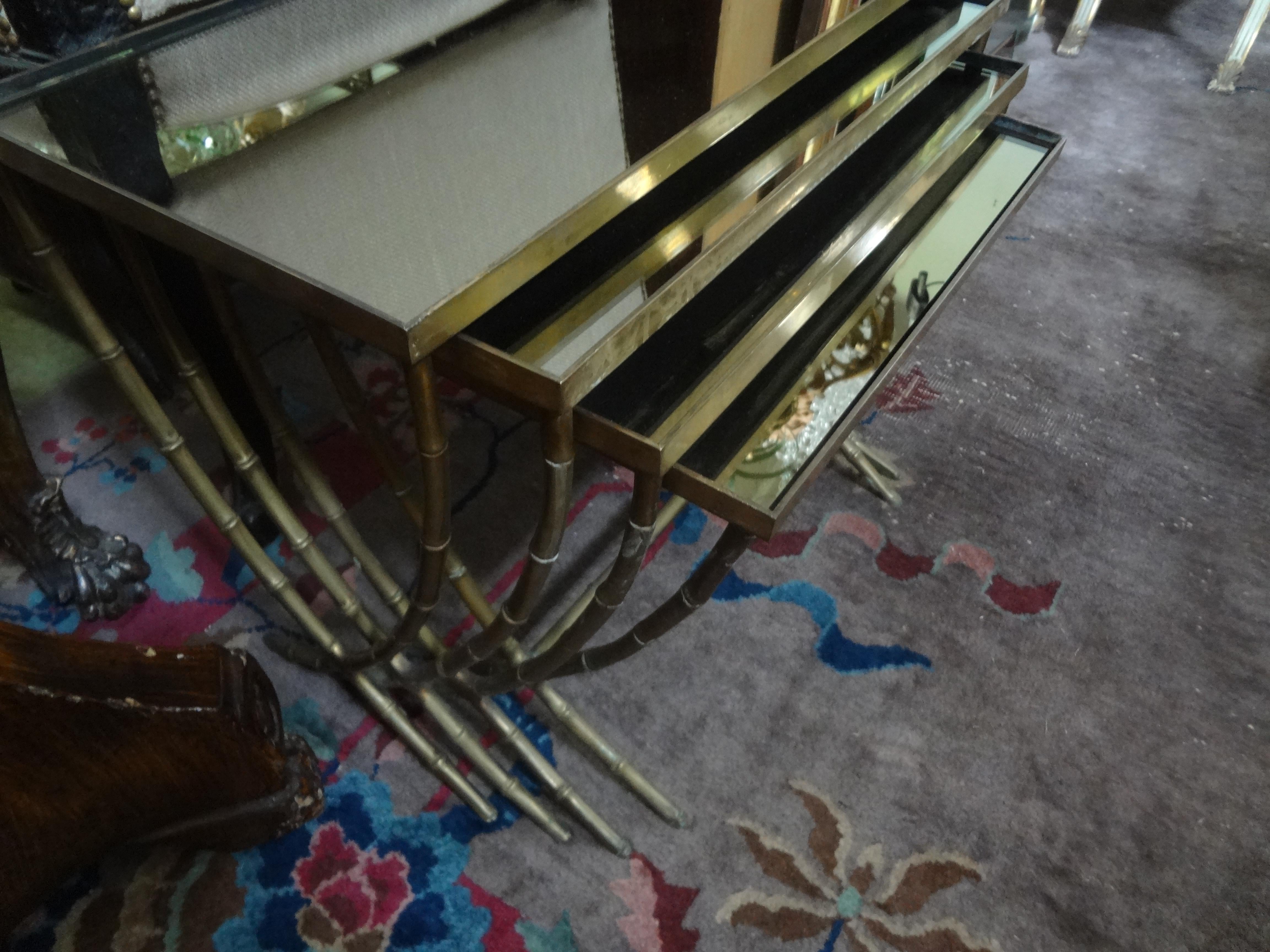 Set of 4 French Maison Baguès Style Brass Nesting Tables 11