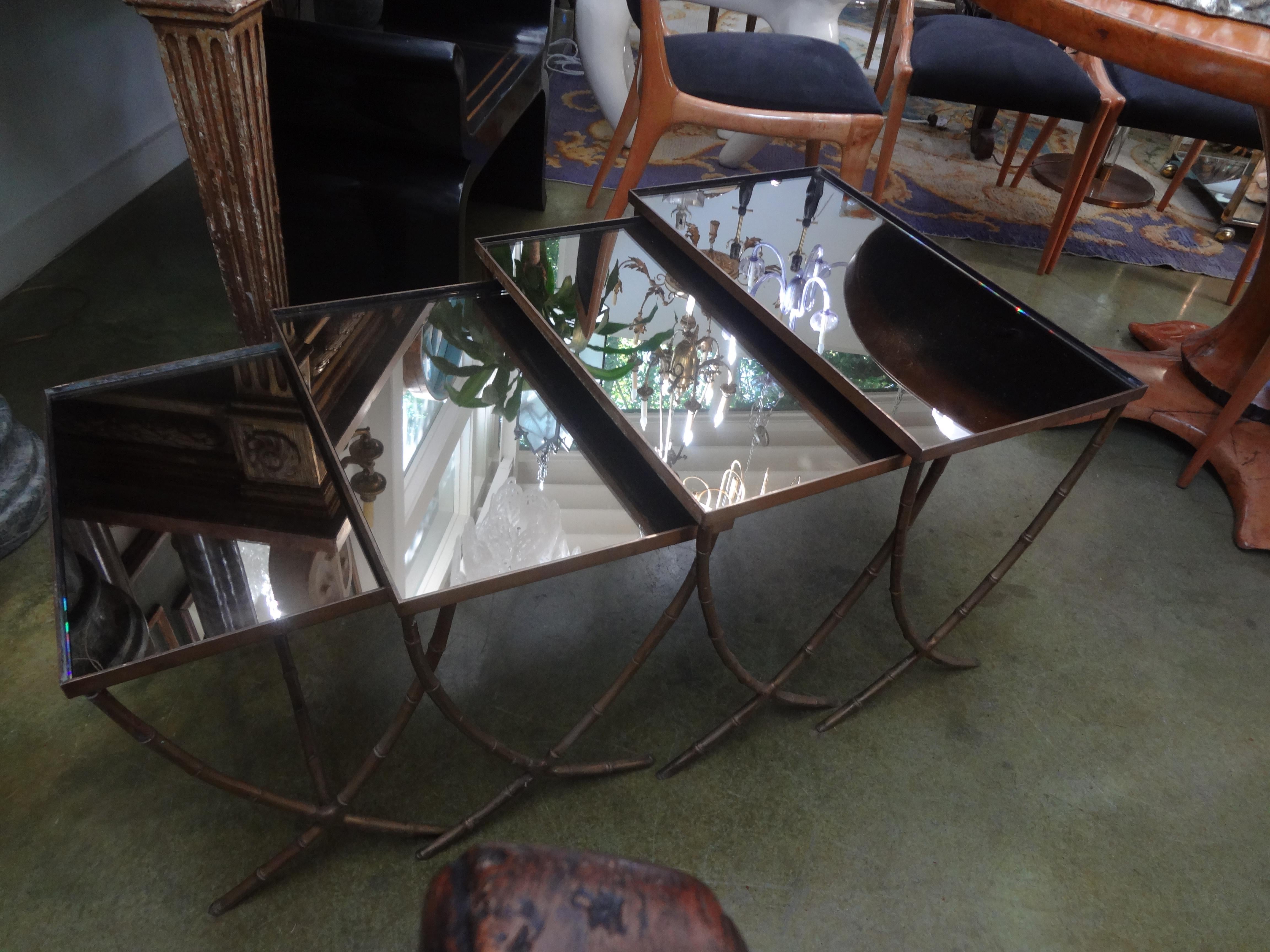 Set of 4 French Maison Baguès Style Brass Nesting Tables 12