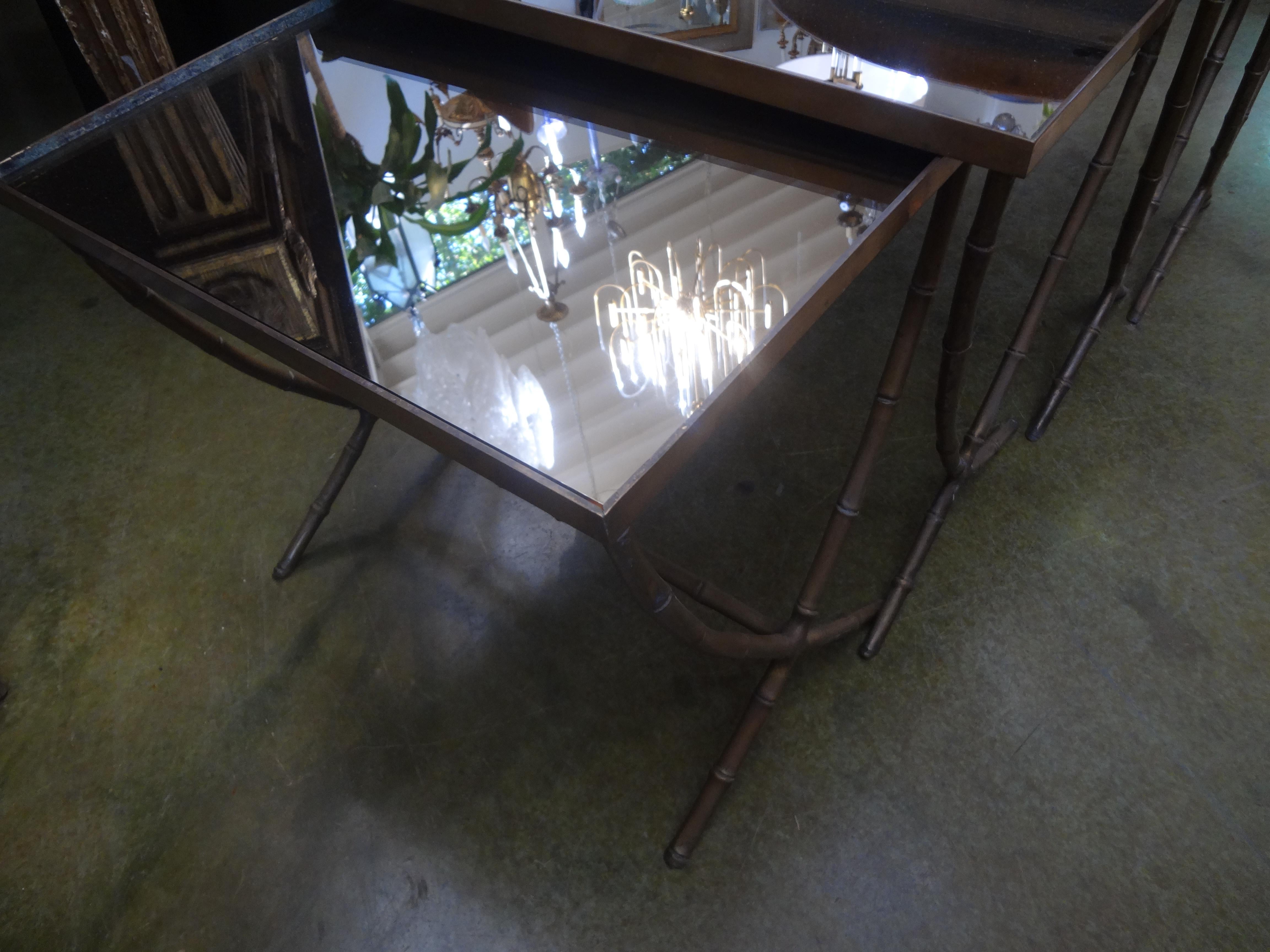 Set of 4 French Maison Baguès Style Brass Nesting Tables 4