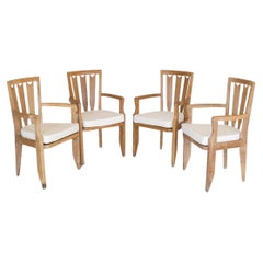 Set of 4 French Oak Armchairs by Guillerme et Chambron