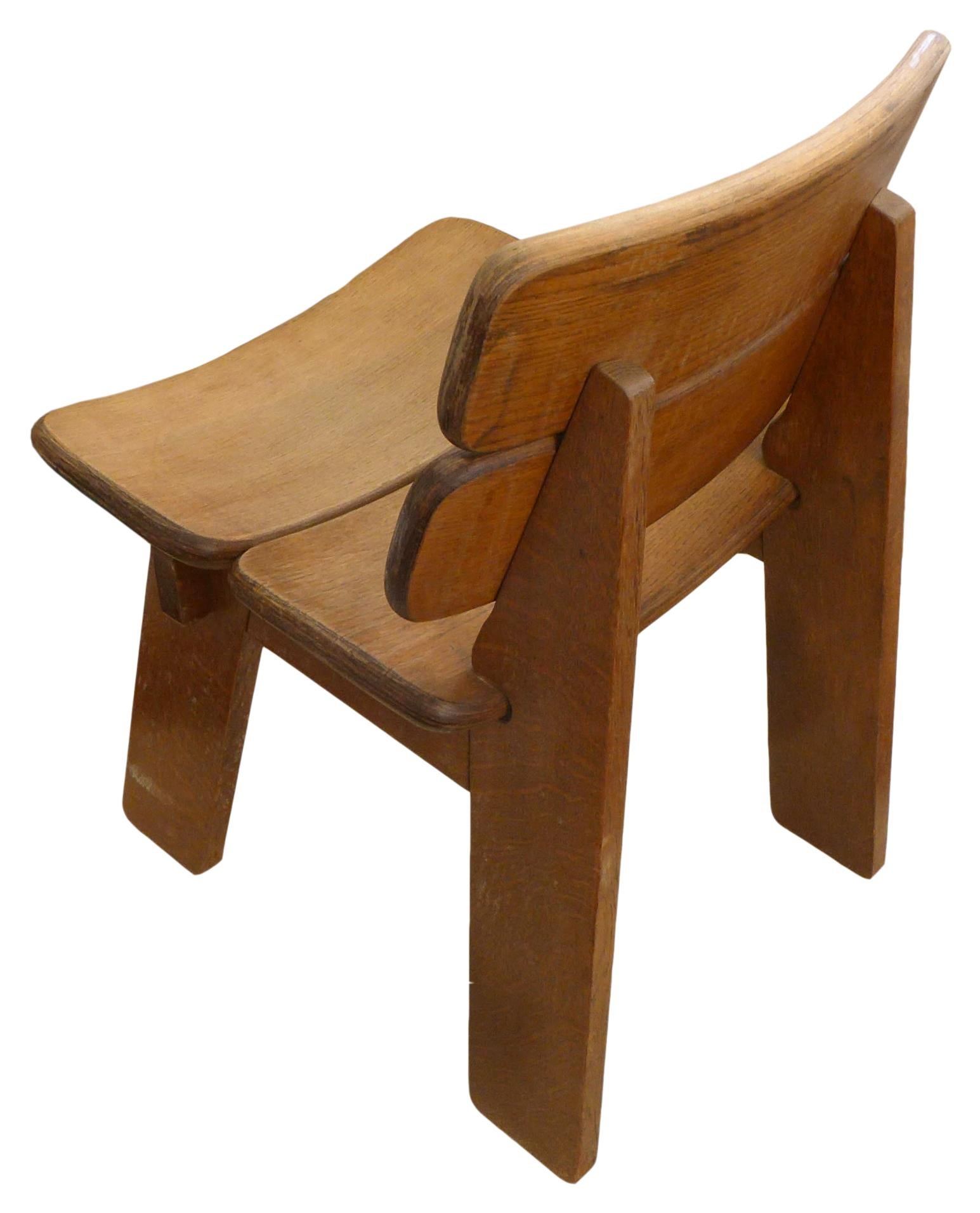 Joinery Set of 4 French Oak Constructivist Occasional Chairs For Sale