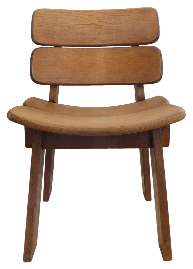 Set of 4 French Oak Constructivist Occasional Chairs In Good Condition For Sale In Los Angeles, CA