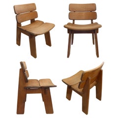 Set of 4 French Oak Constructivist Occasional Chairs