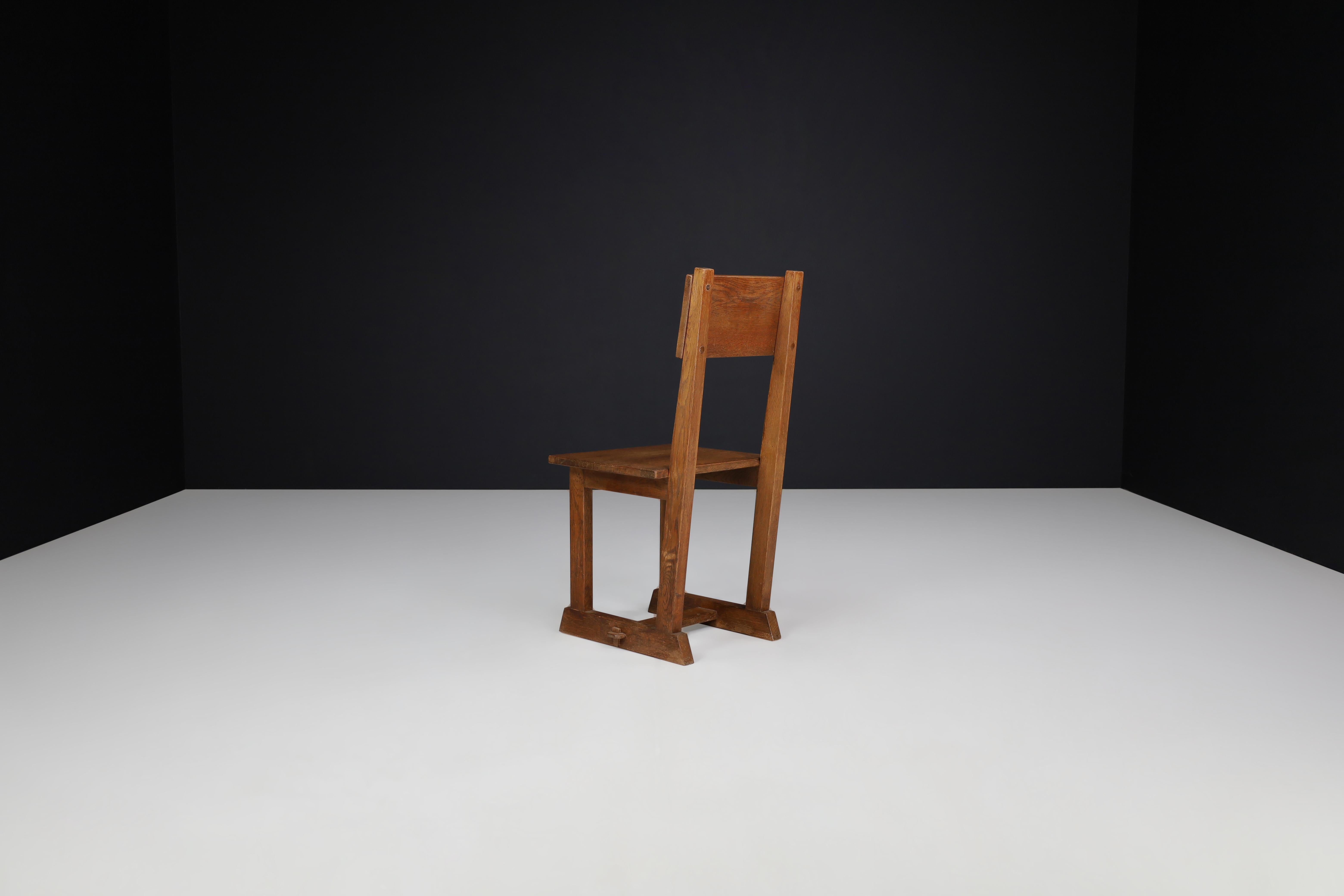 Set of 4 French Oak Dining Chairs, France, 1950s For Sale 4