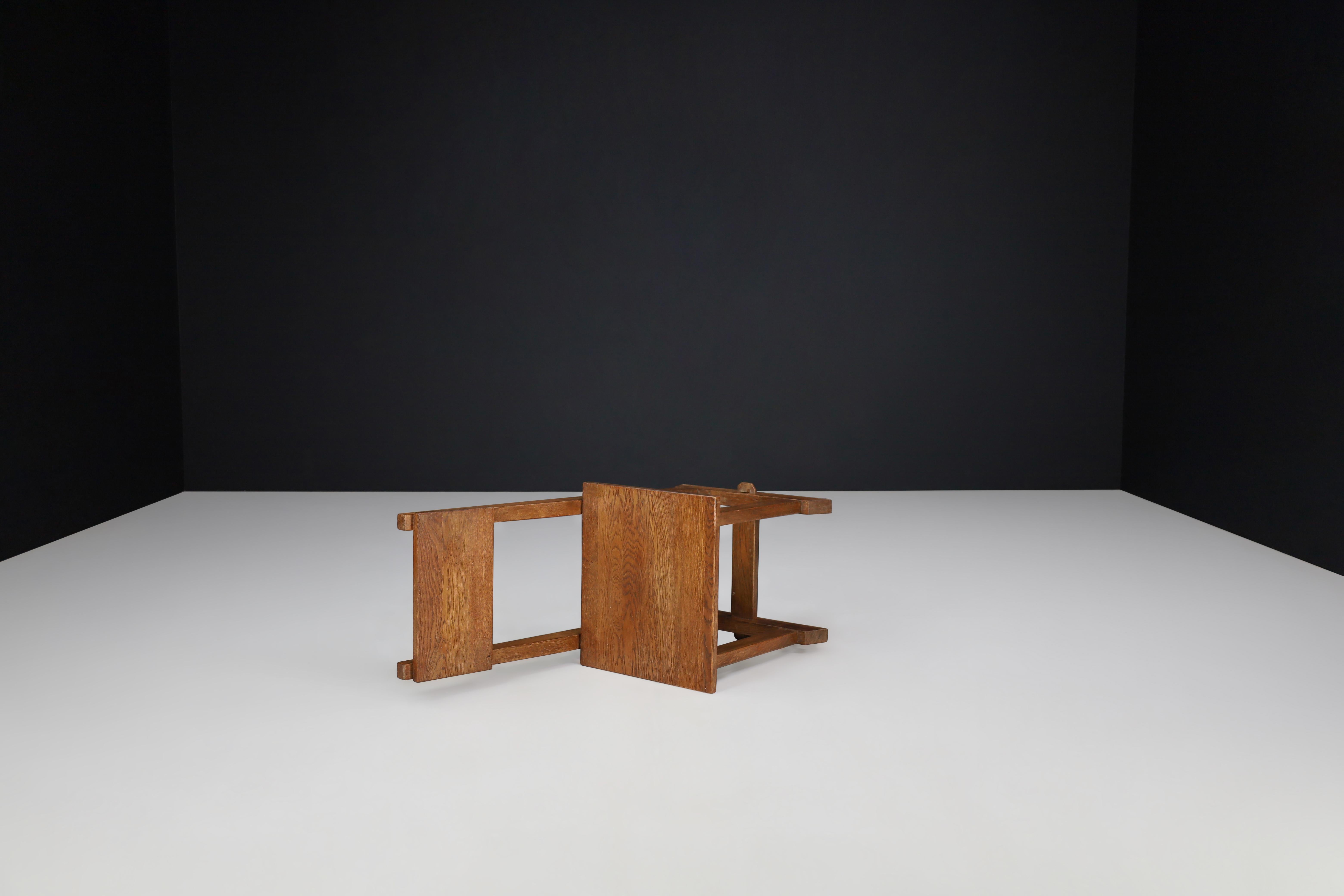 20th Century Set of 4 French Oak Dining Chairs, France, 1950s For Sale