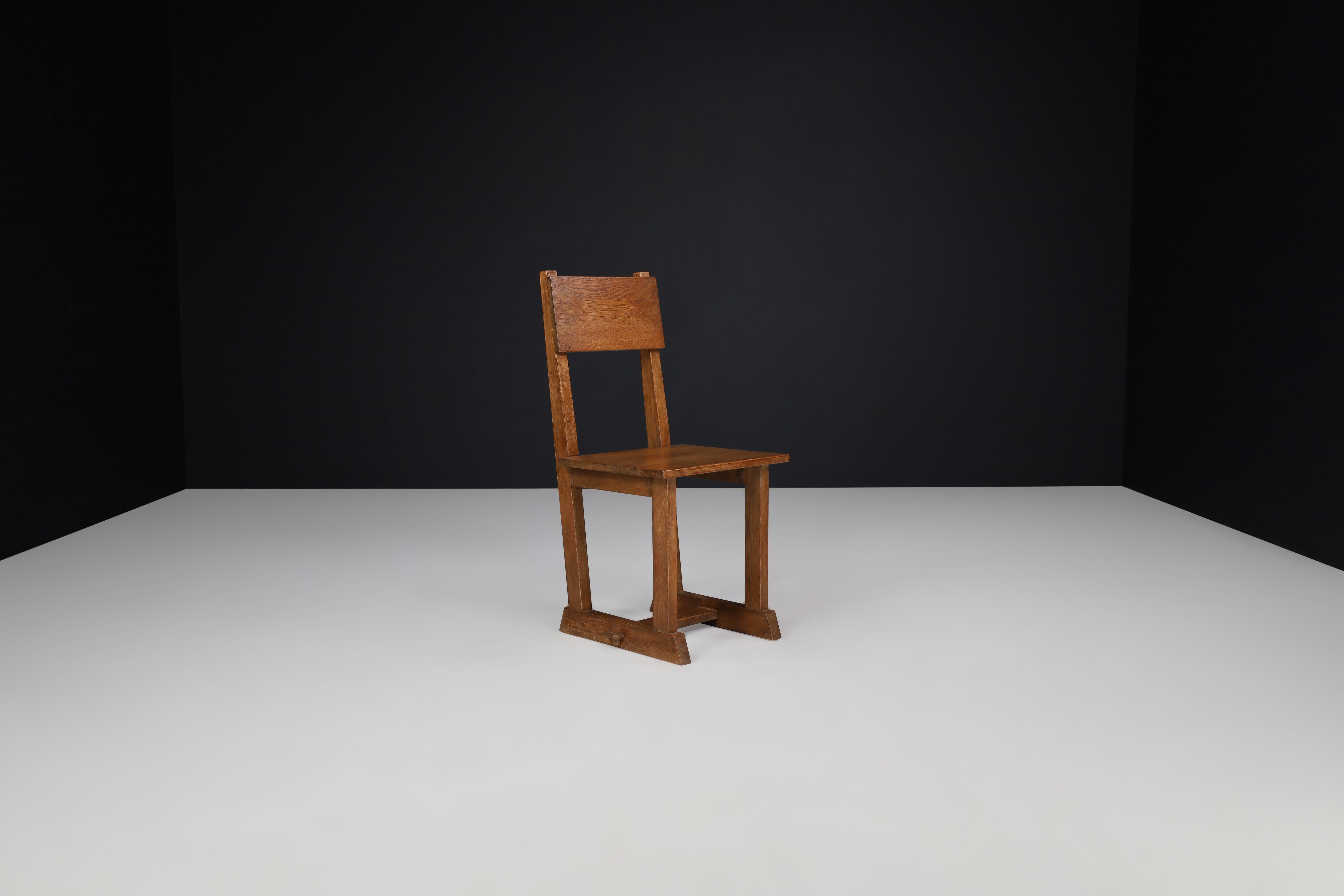 Set of 4 French Oak Dining Chairs, France, 1950s For Sale 2