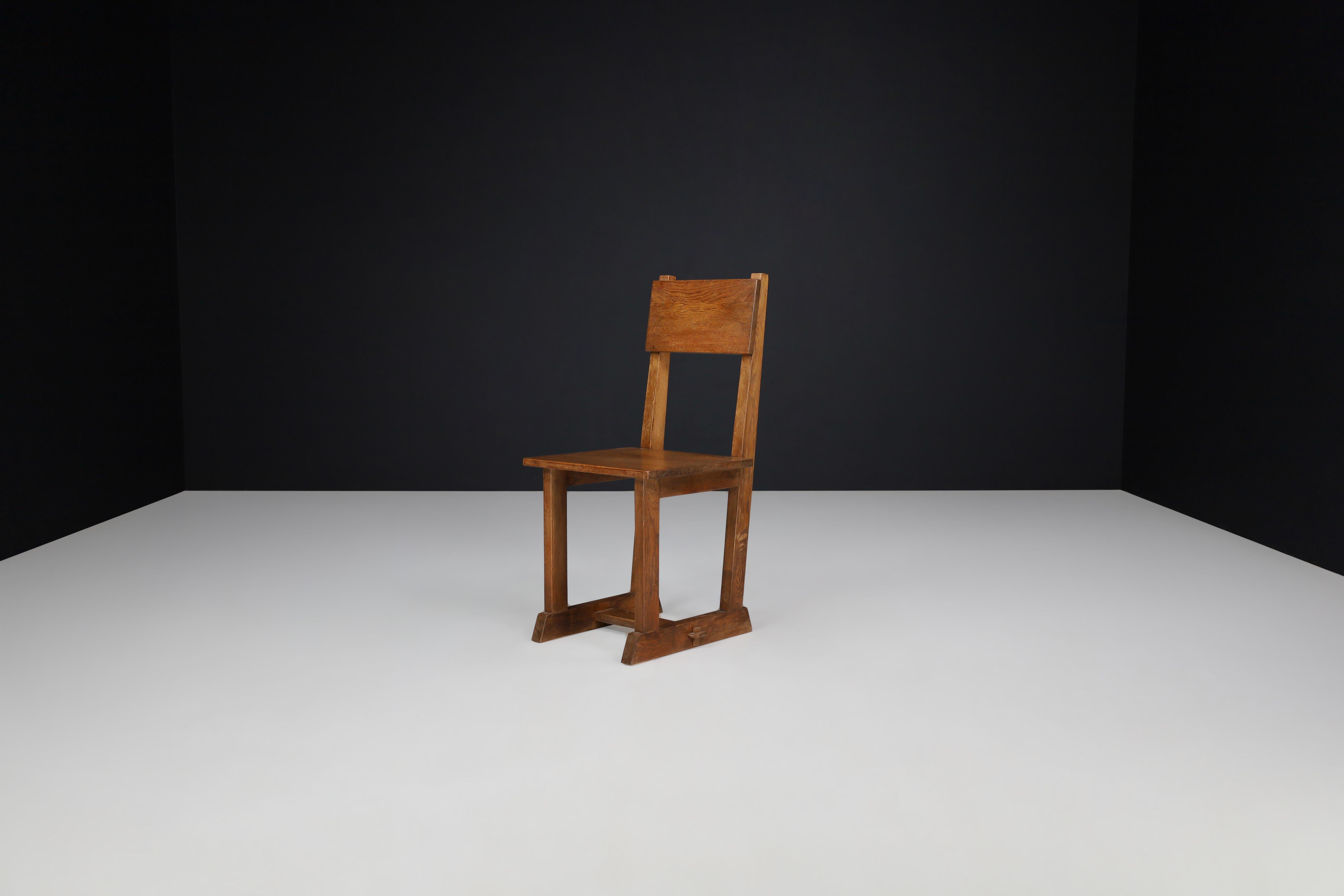 Set of 4 French Oak Dining Chairs, France, 1950s For Sale 3
