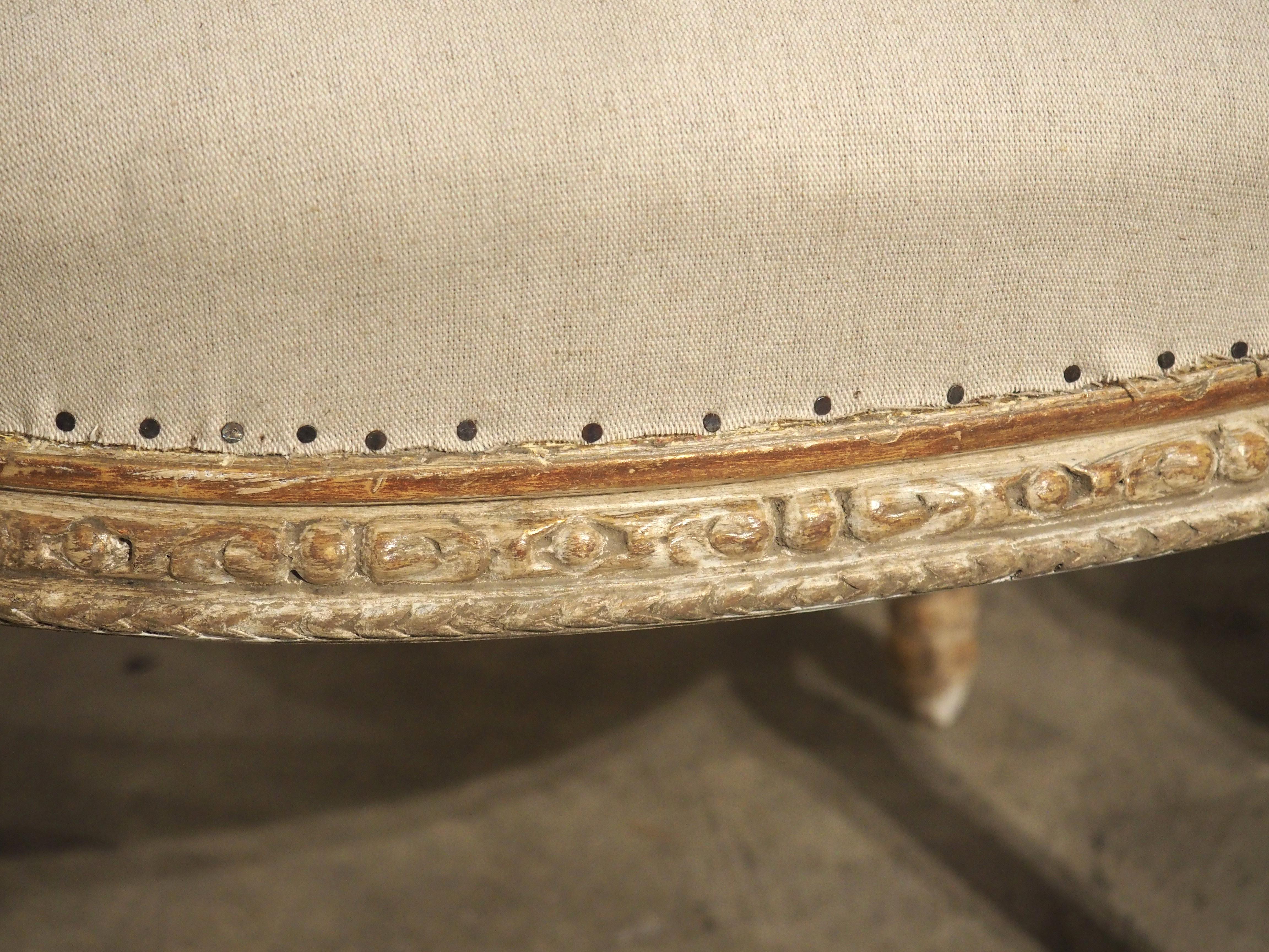 Set of 4 French Parcel Paint Louis XVI Style Cabriolet Armchairs, Circa 1885 For Sale 3