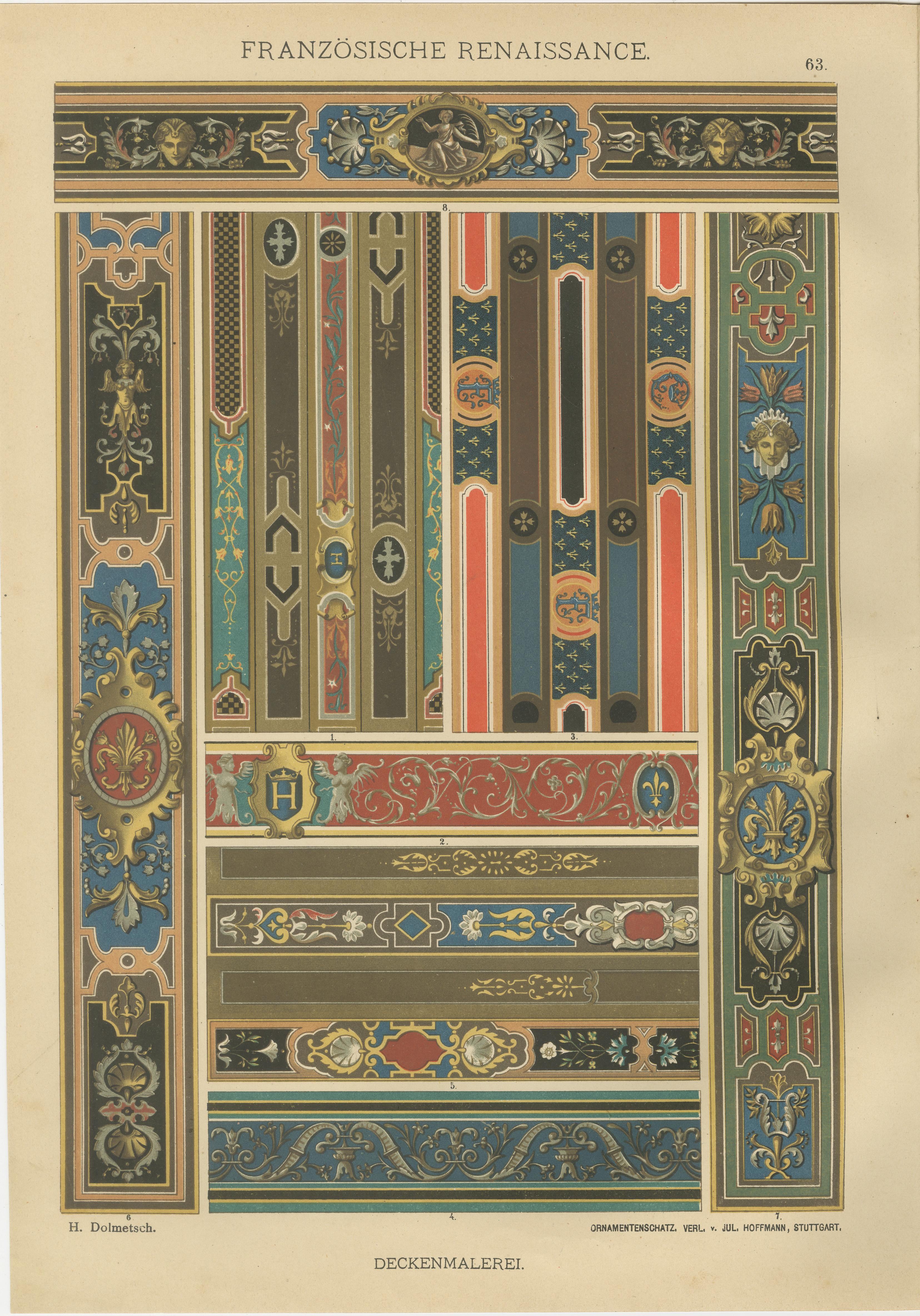 Set of 4 French Renaissance Prints by H. Dolmetsch from Ornamentenschatz, 1887 In Good Condition For Sale In Langweer, NL