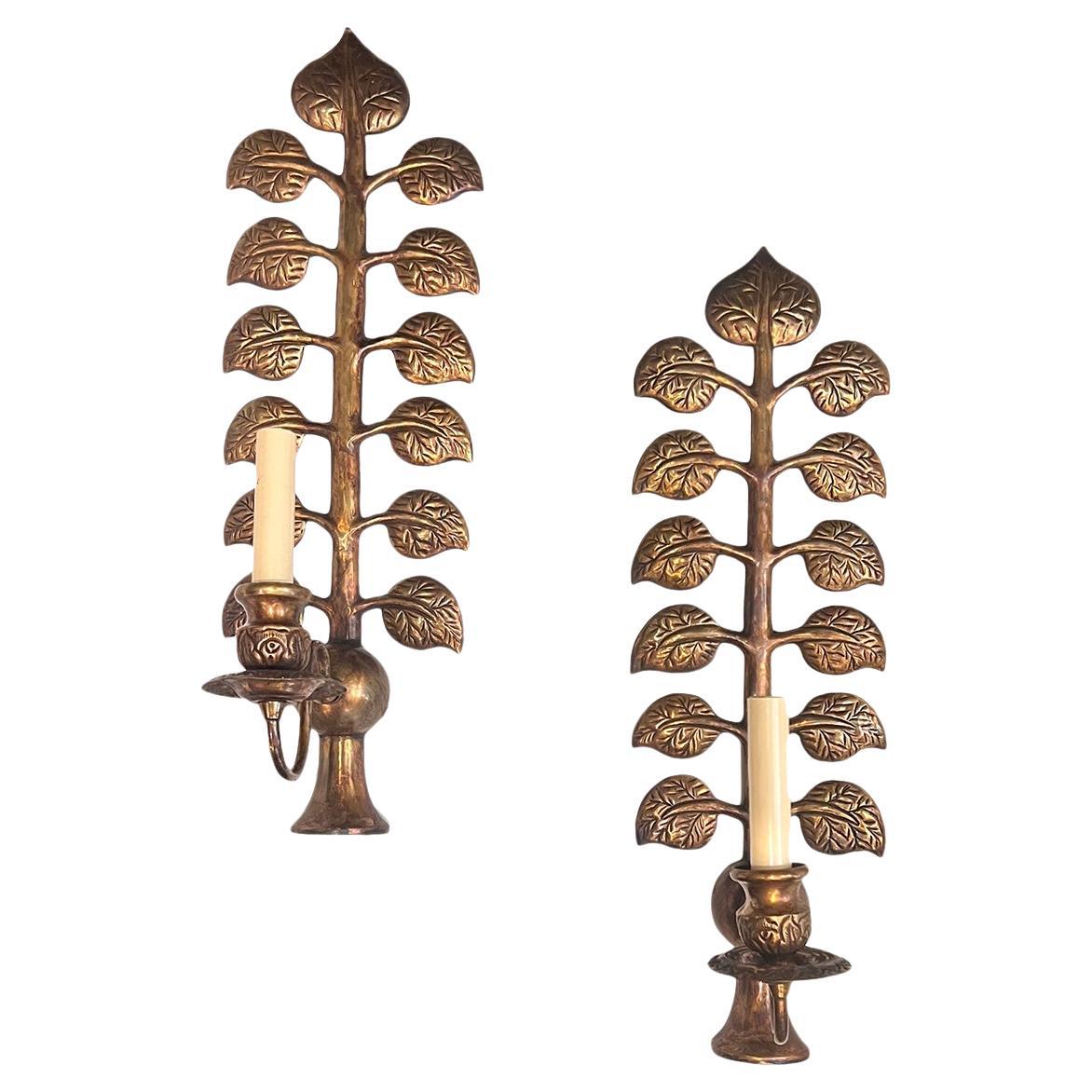 Set of 4 French Repousse Sconces, Sold per pair