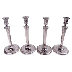 Set of 4 French Restauration Classical Silver Candlesticks